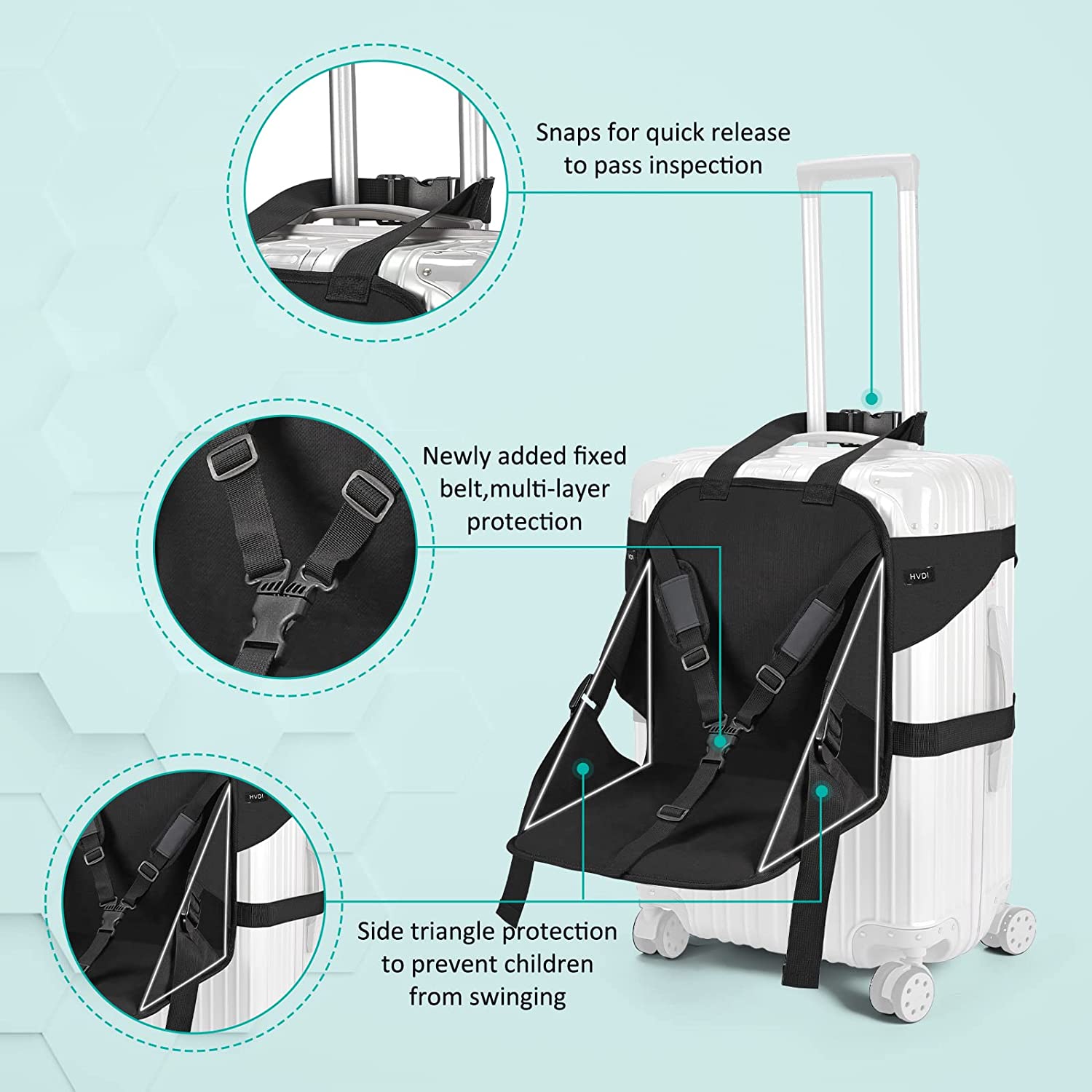 Upgraded Kids Ride on Suitcase Seat for Toddler,Carry On Luggage with Seat for Kids,Portable Travel Seat with Seat Belt, Free Hands for Airport