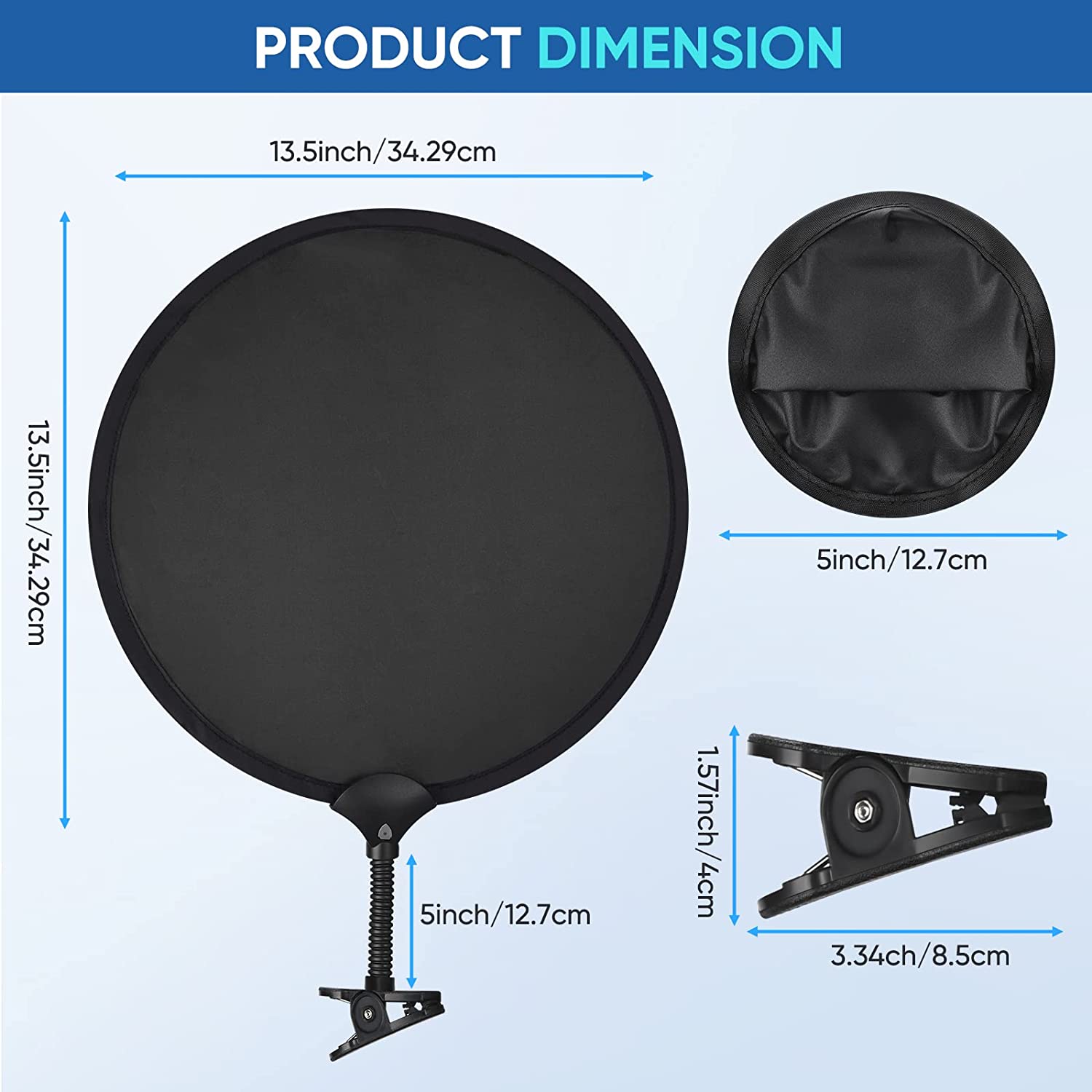 ZZM Portable Laptop Sun Shade with Adjustable Clip, Foldable Cubicle Shade for Working Outside Laptop Sun Shield for Computers Beach Chairs and Strollers