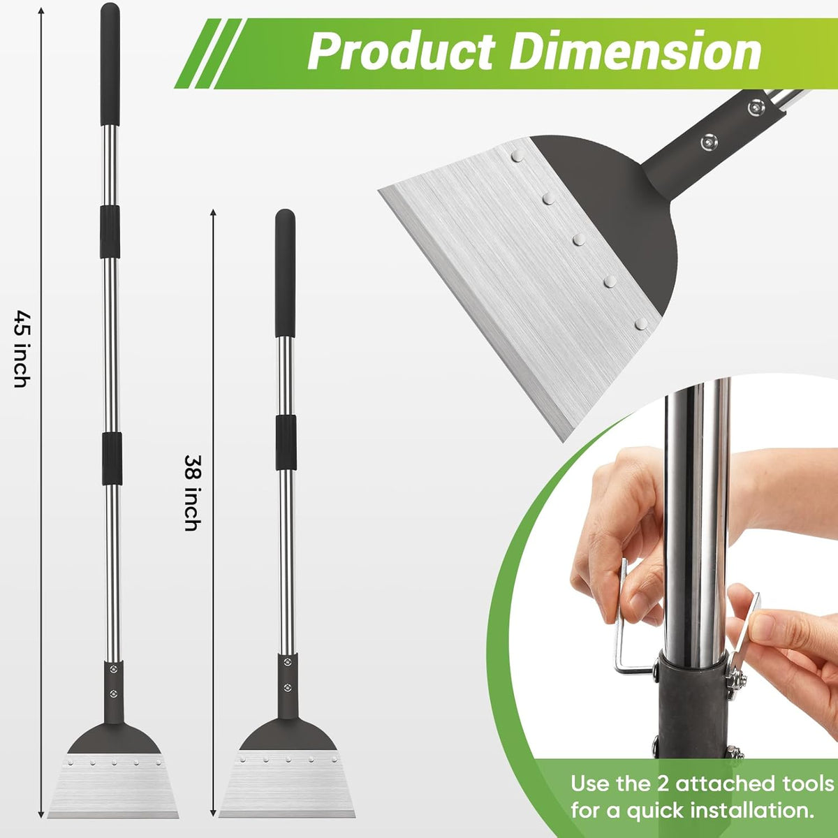 25cm Multifunctional Garden Floor Scraper - Stainless Steel Weed & Moss Remover Tool (Handle Not Included)