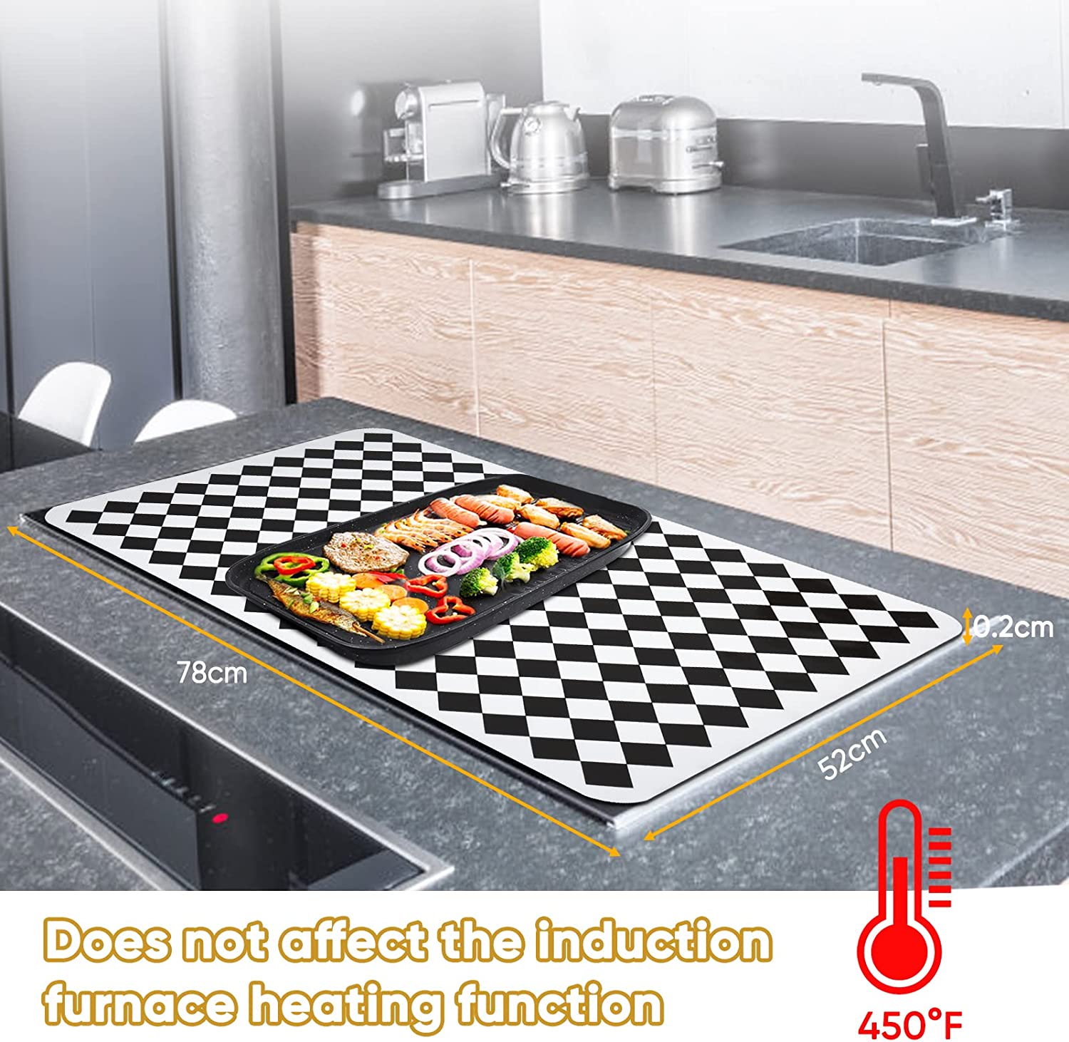 Induction Cooktop Protector Mat, ZZM Silicone Cook Top Protector Large Magnetic Electric Stove Burner Top Cover for Glass Top Stove Stove Protector Antistrike for Kitchen (30.7x20.5)