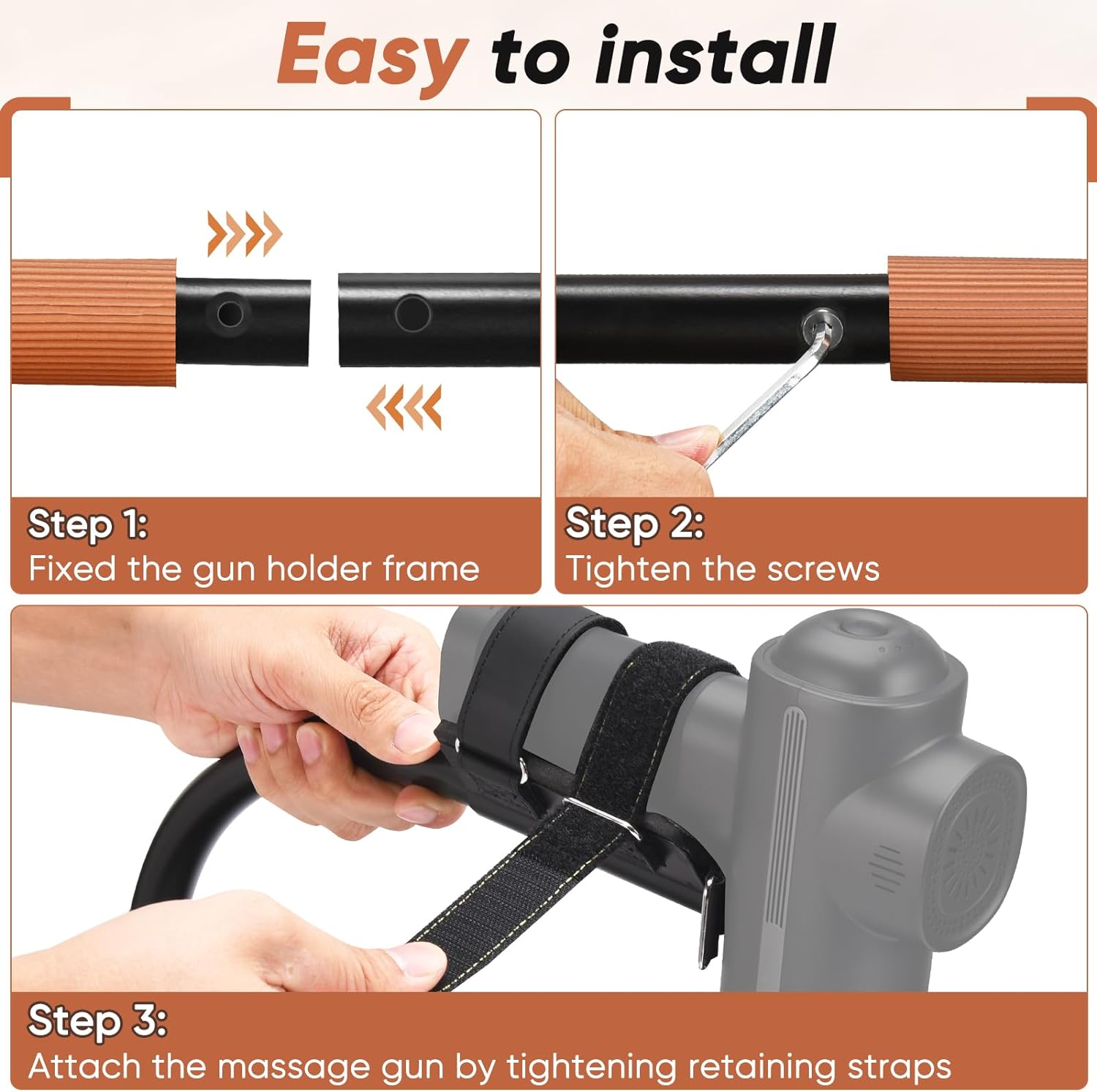Massage Gun Holder, Upgrade Fixed Design, No Rotation, Easy Set up for Self-Massage of Hard-to-Reach Places, Compatible with Most Massage Guns, Massage Gun Not Included - Black