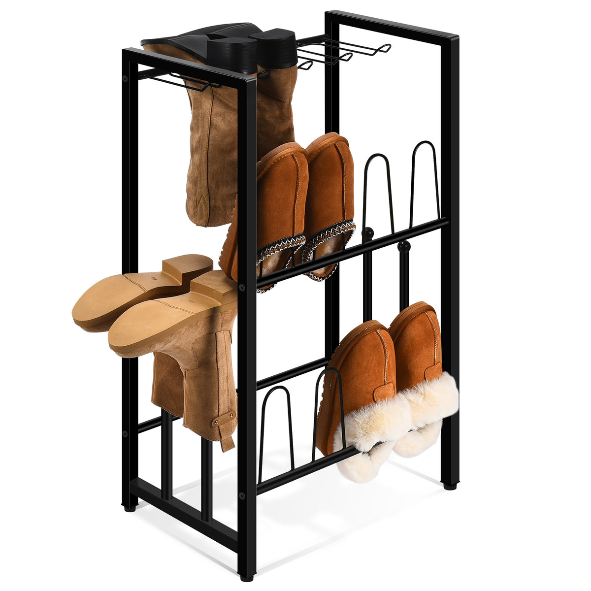 GADFISH Boot Rack Shoe Organizer, Black Metal Free Standing Shoe Rack ...