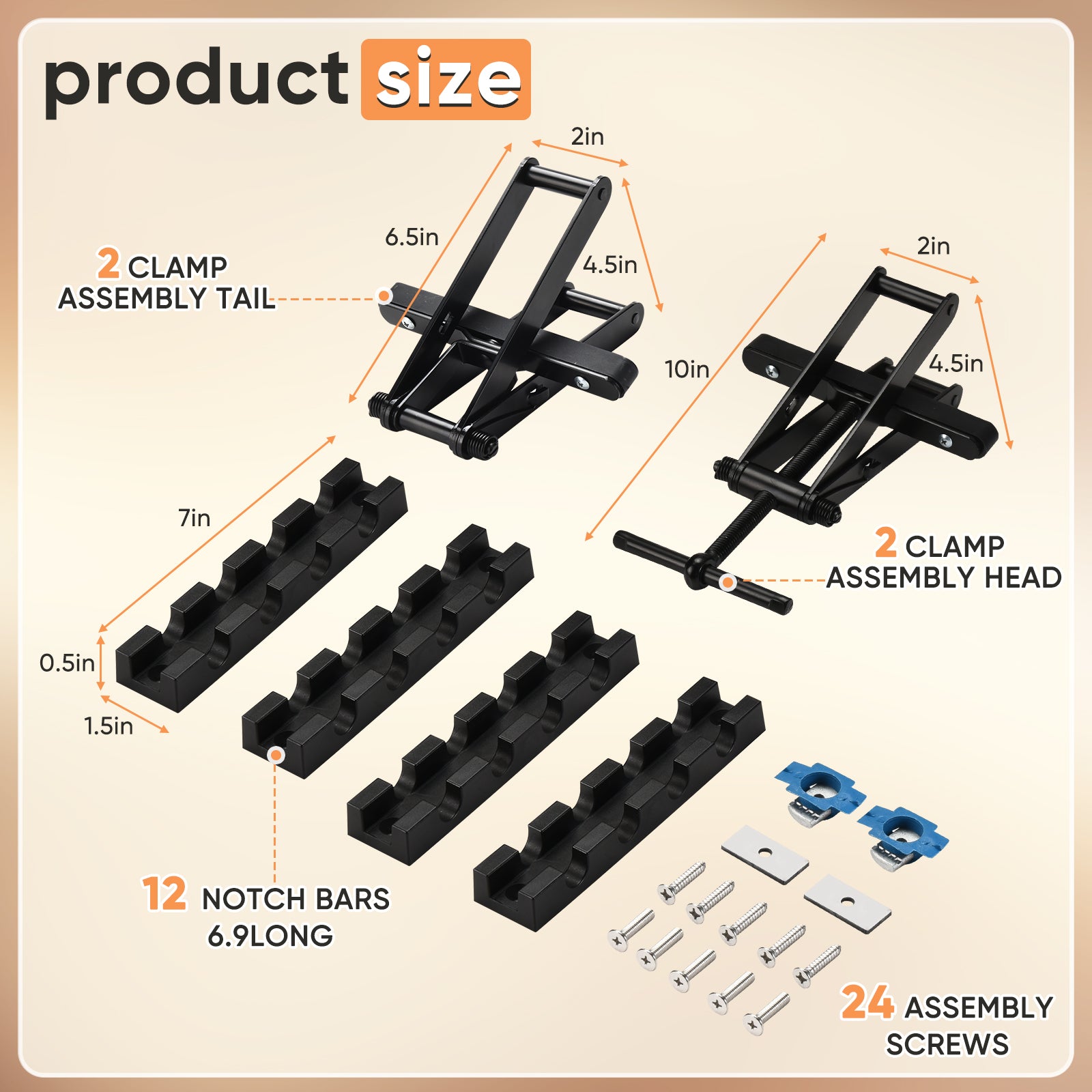 GADFISH Wood Clamps for Woodworking, Bar Clamps, 2 Pack of 4 Way Pressure Clamps, Compatible with Two Mounting Methods, Suitable for Bonding Tabletops, Shelves, and Laminate Surfaces(2pc)