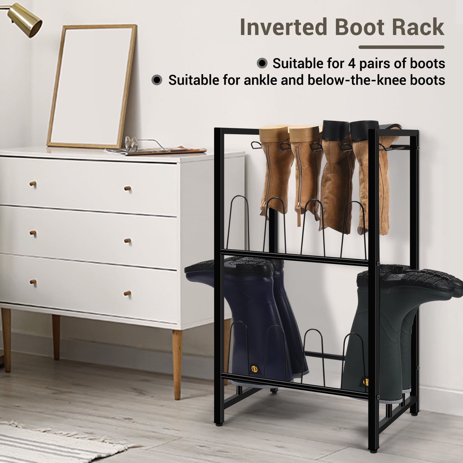 Daybed Boot Rack GADFISH Boot Rack Shoe Organizer, Black Metal Free Standing Shoe Rack ...