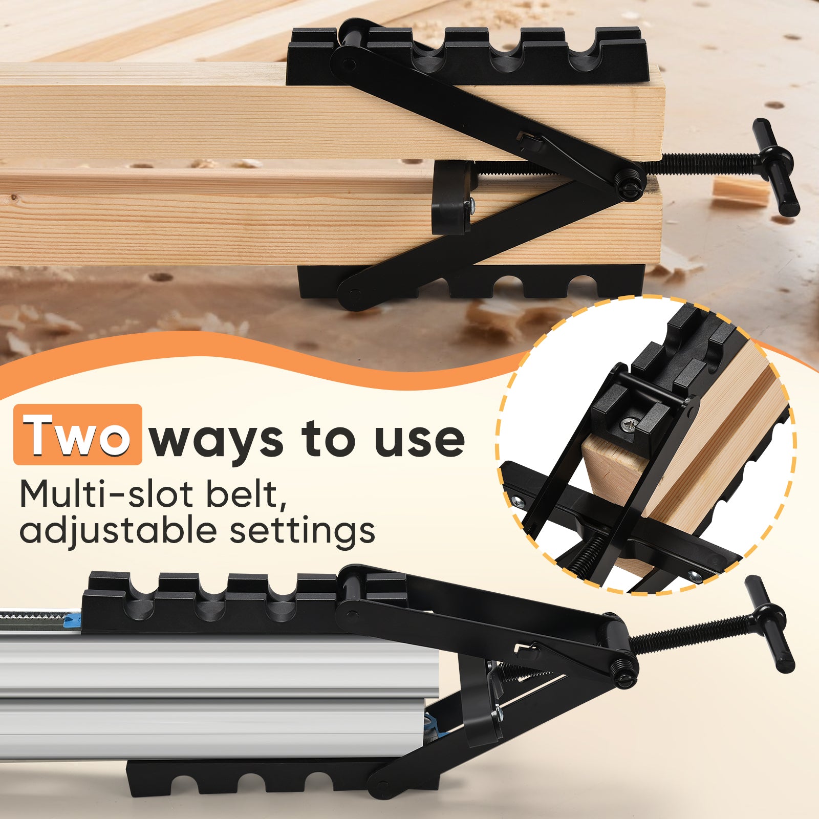 GADFISH Wood Clamps for Woodworking, Bar Clamps, 2 Pack of 4 Way Pressure Clamps, Compatible with Two Mounting Methods, Suitable for Bonding Tabletops, Shelves, and Laminate Surfaces(2pc)
