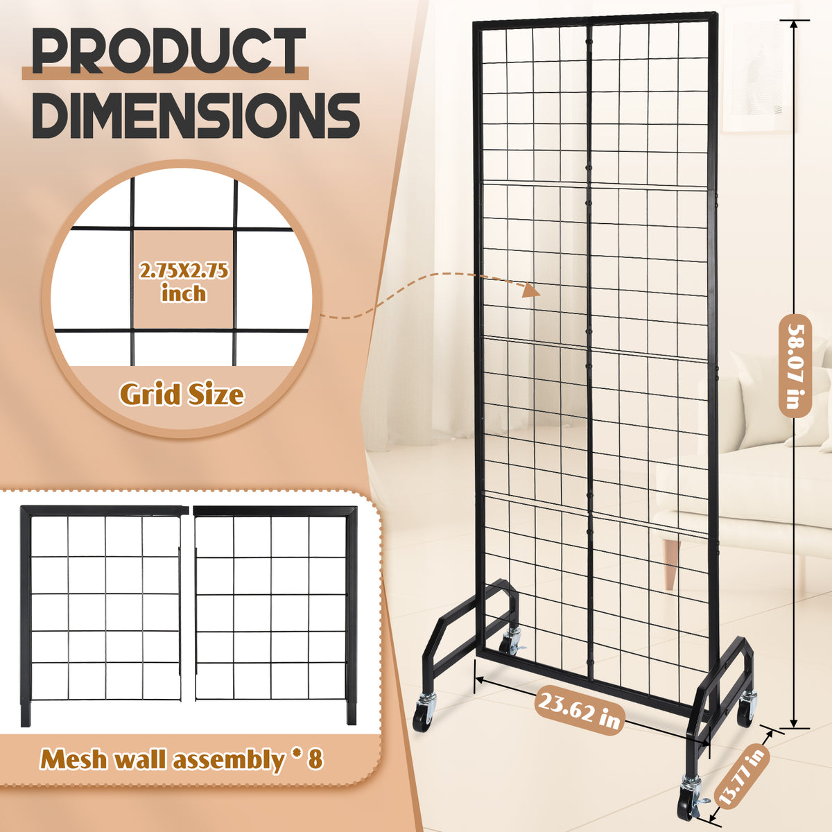 GADFISH Gridwall Panel Display Stand, Heavy-duty Movable Wire Gridwall ...