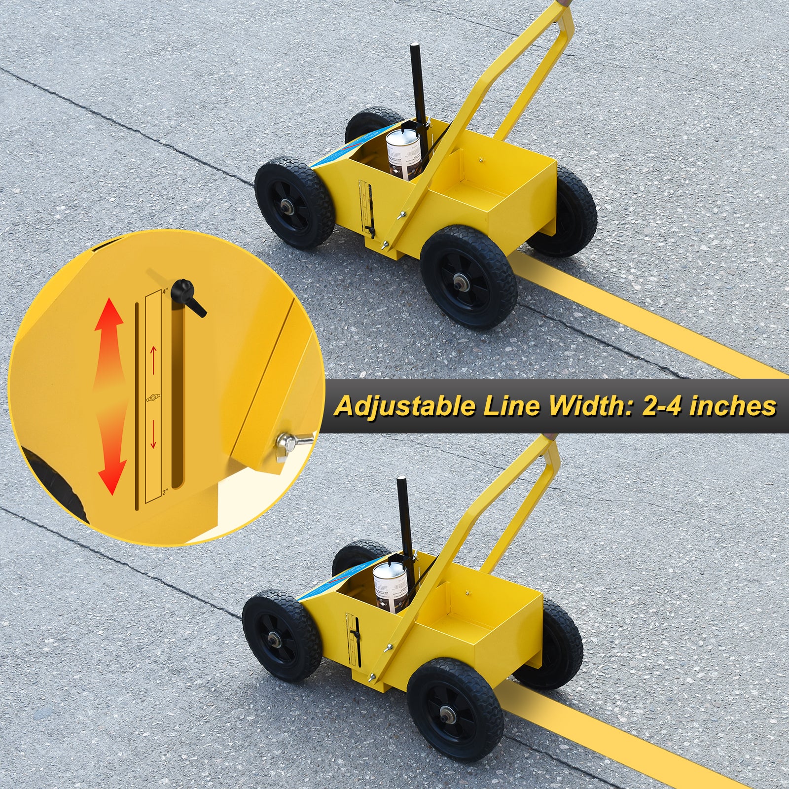 GADFISH Heavy Duty Striping Line Marking Machine, Compatible with Inverted Marking Spray Paint, Parking Lot Striping Machine for Fast and Accurate Marking, Line Striper - Yellow