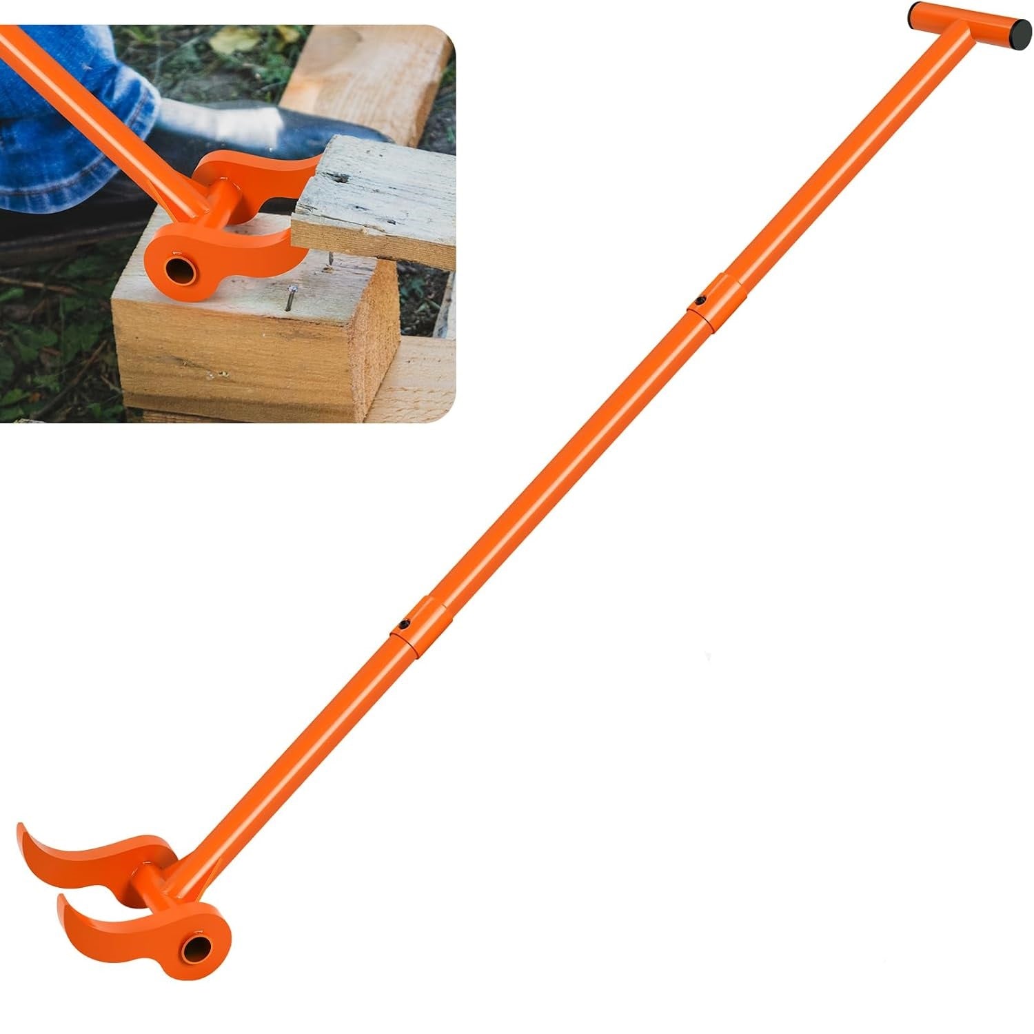 110 Degree Pallet Buster, 48" Carbon Steel Deck Board Removal Tool, Powerful Pry Bar for Deck, Pallet, Hardwood Board Demolition Without Wrist Strain