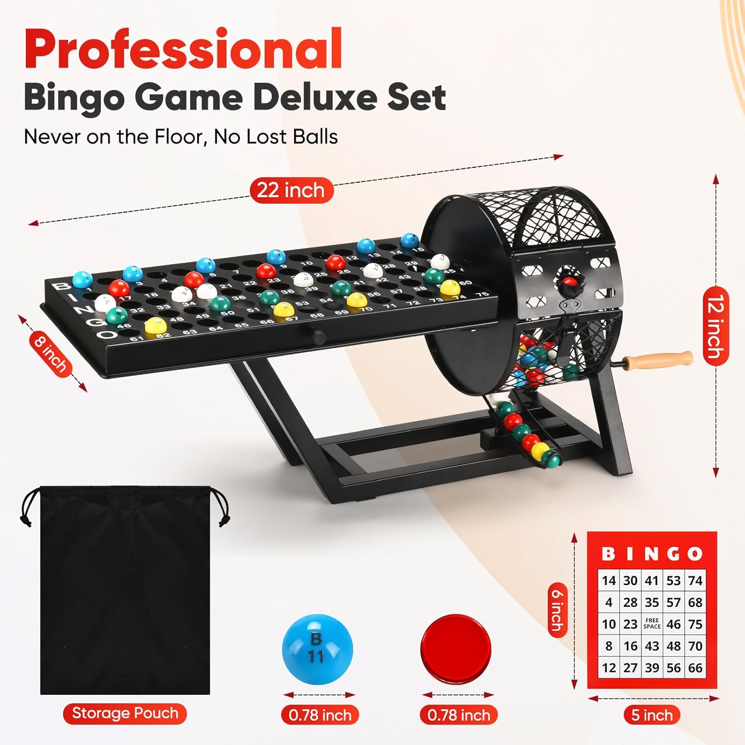AugFir Professional Deluxe Bingo Game Set, Table Top Machine Bingo Set ...