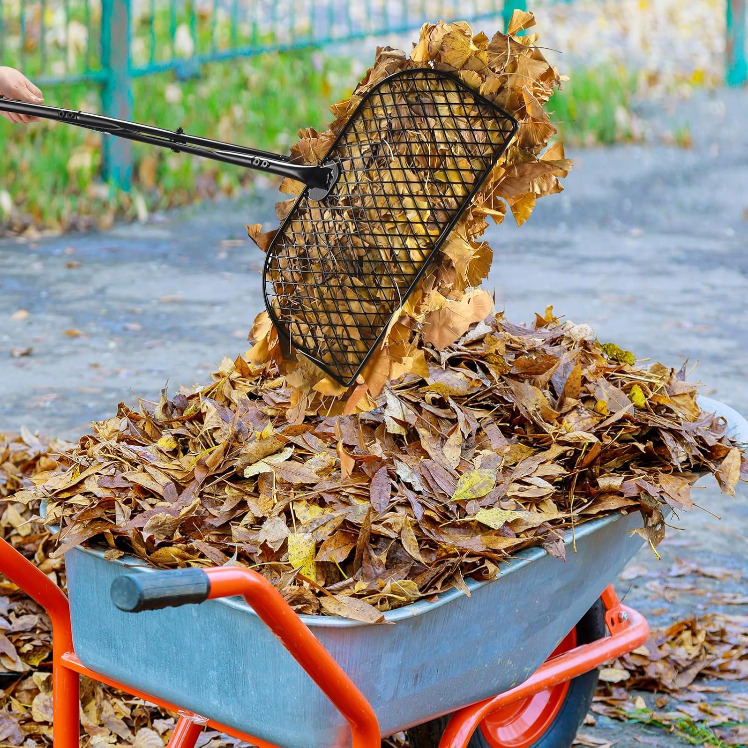 CAROD Leaf Grabber Rake with Long Handle, Lightweight Metal Leaves Rak ...
