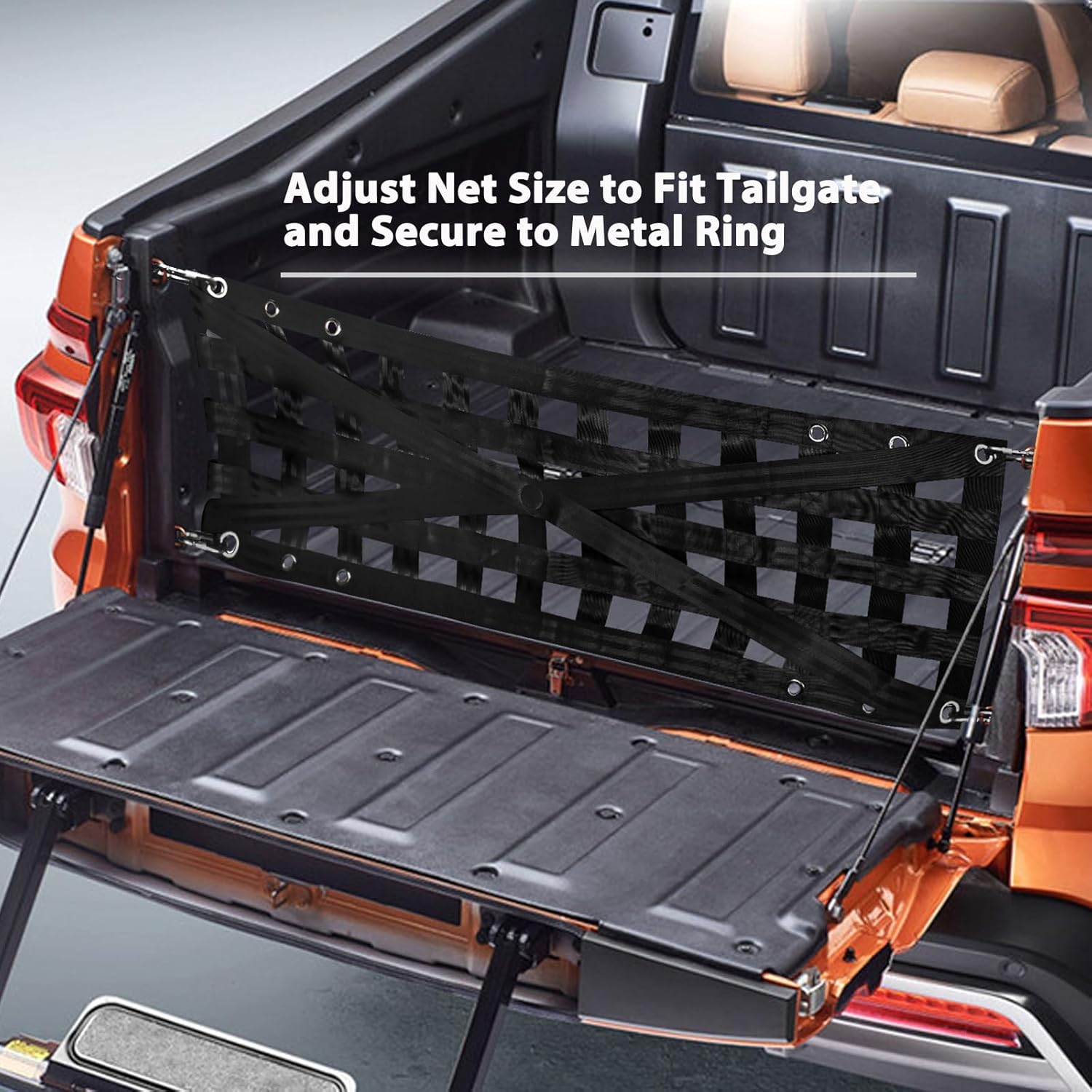 Tailgate Net with Adjustable Buckle Straps, 54"x17.7" Tailgate Cargo Net for Truck Bed, Perfect for Jeep, Pickup, Truck, Chevrolet, Ford (Black)