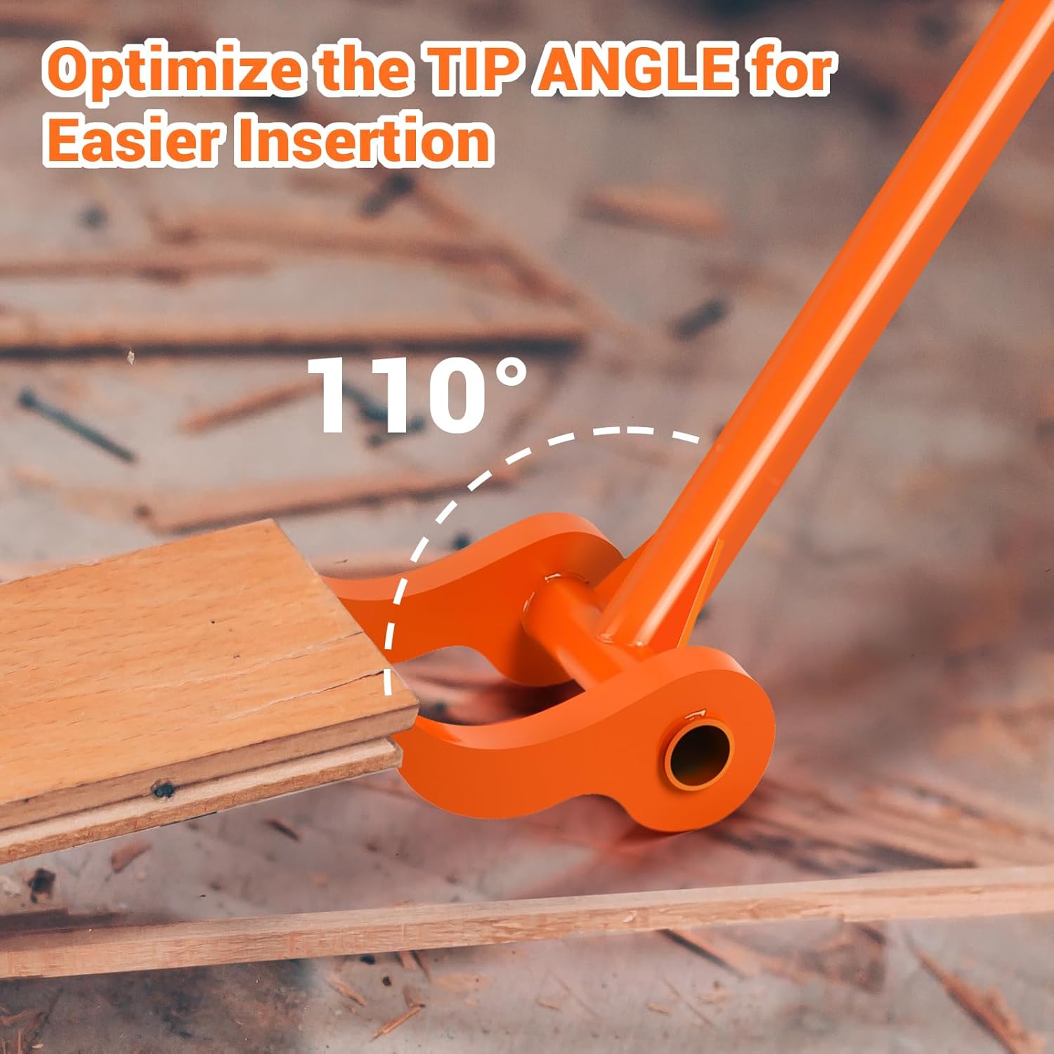 110 Degree Pallet Buster, 48" Carbon Steel Deck Board Removal Tool, Powerful Pry Bar for Deck, Pallet, Hardwood Board Demolition Without Wrist Strain