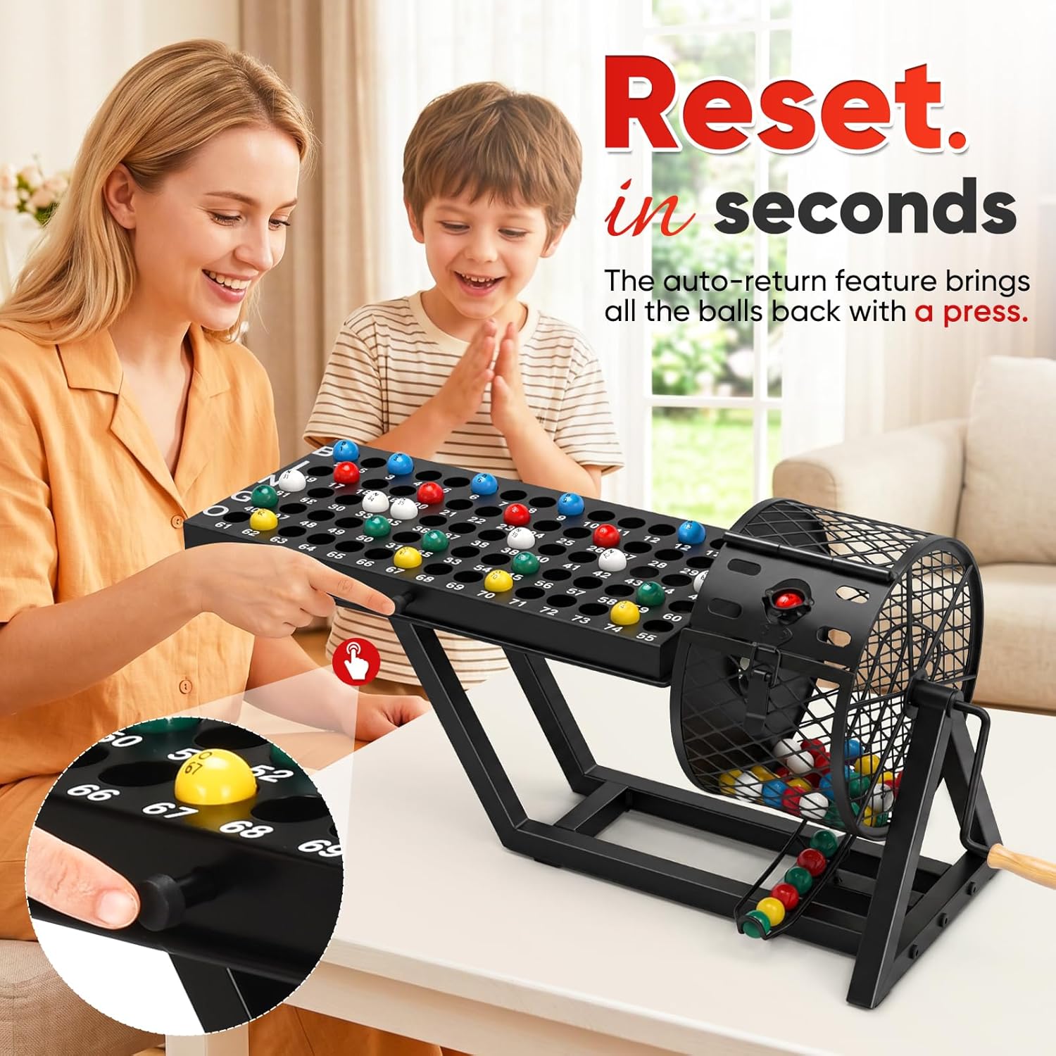AugFir Professional Deluxe Bingo Game Set, Table Top Machine Bingo Set ...