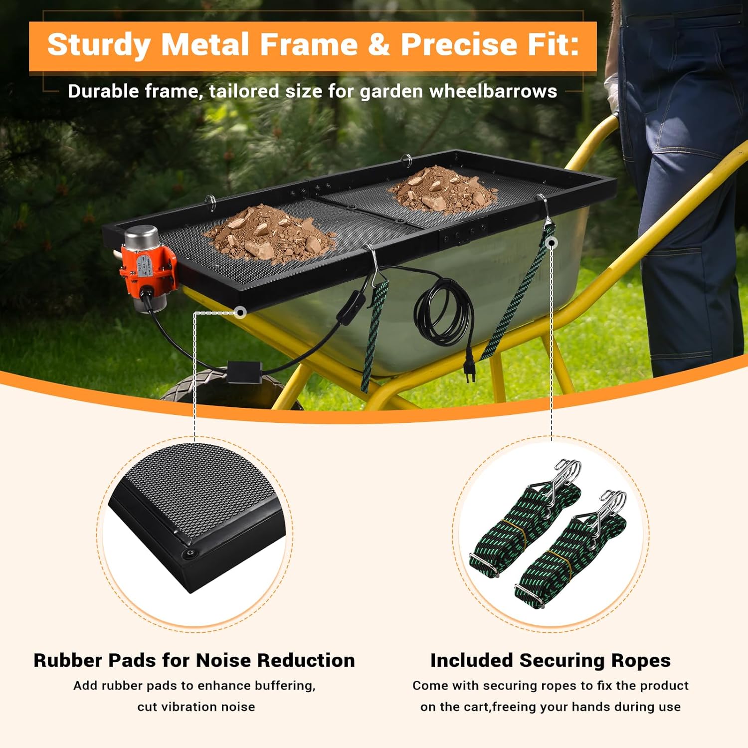 Soil Sifter with 30W Motor, Metal Sifter for Rocks with Switch & Noise ...