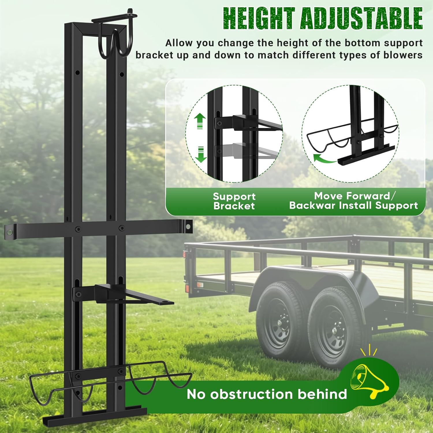CAROD Backpack Blower Rack for Trailer, Double-Bar Steel Leaf Backpack ...