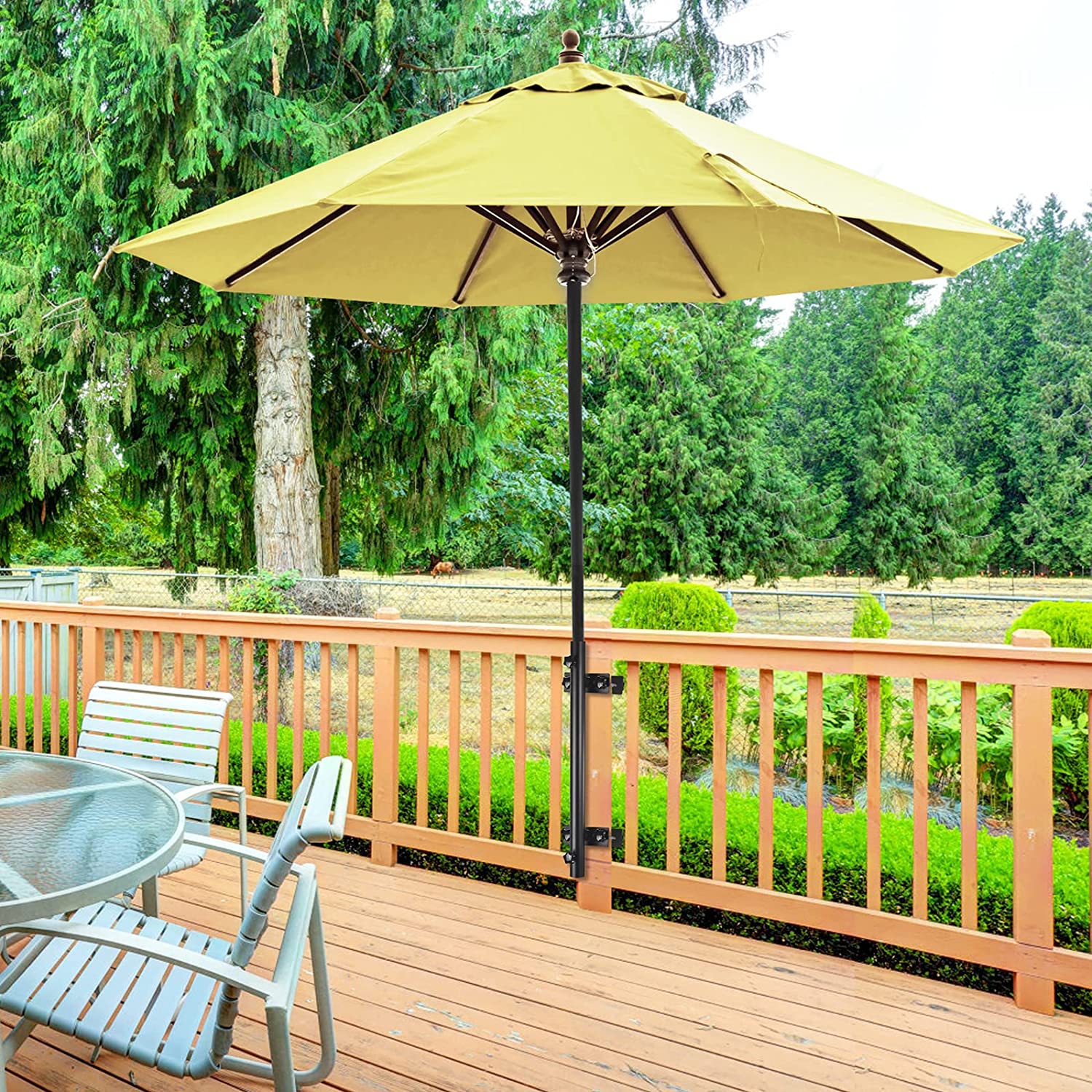 attach patio umbrella to deck railing ZZM Patio Umbrella Holder Deck Umbrella Mount, Adjustable Umbrella Bra – HVDI.com