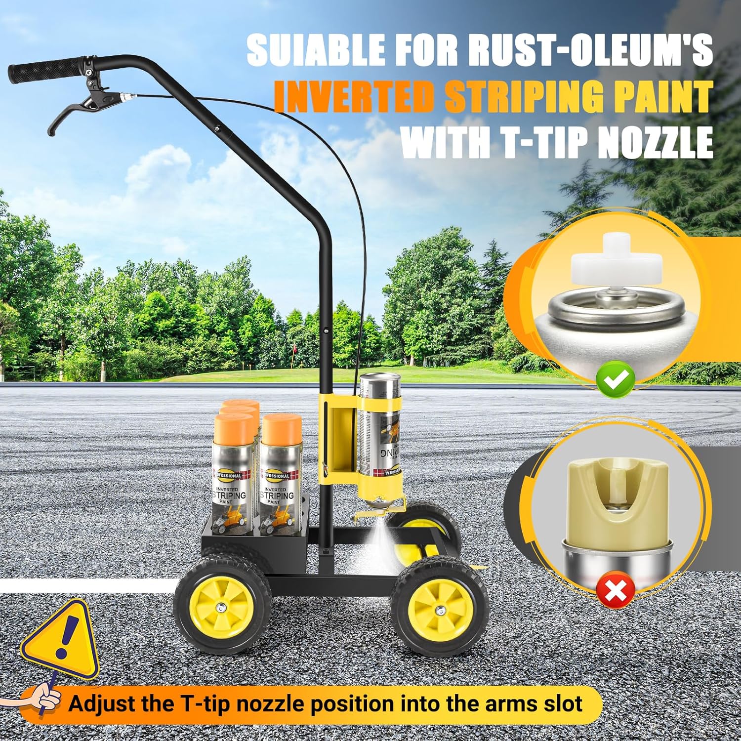 Parking Lot Striping Machine, Playing Field Striping Line Marking Machine, Compatible with Professional Inverted Striping Spray Paint, 2-4" Width Adjustable Line Striper for Fast Accurate Marking