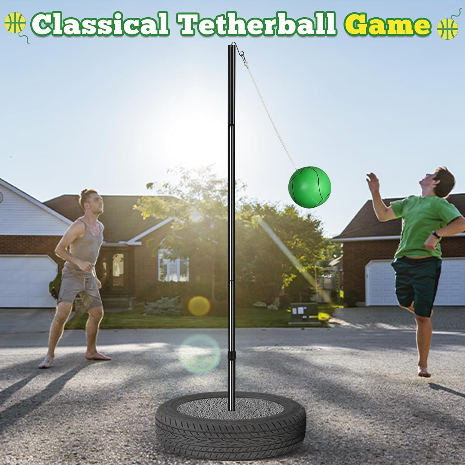 GADFISH Heavy Duty Tetherball Set, Tetherball Pole and Ball Set for Ou ...
