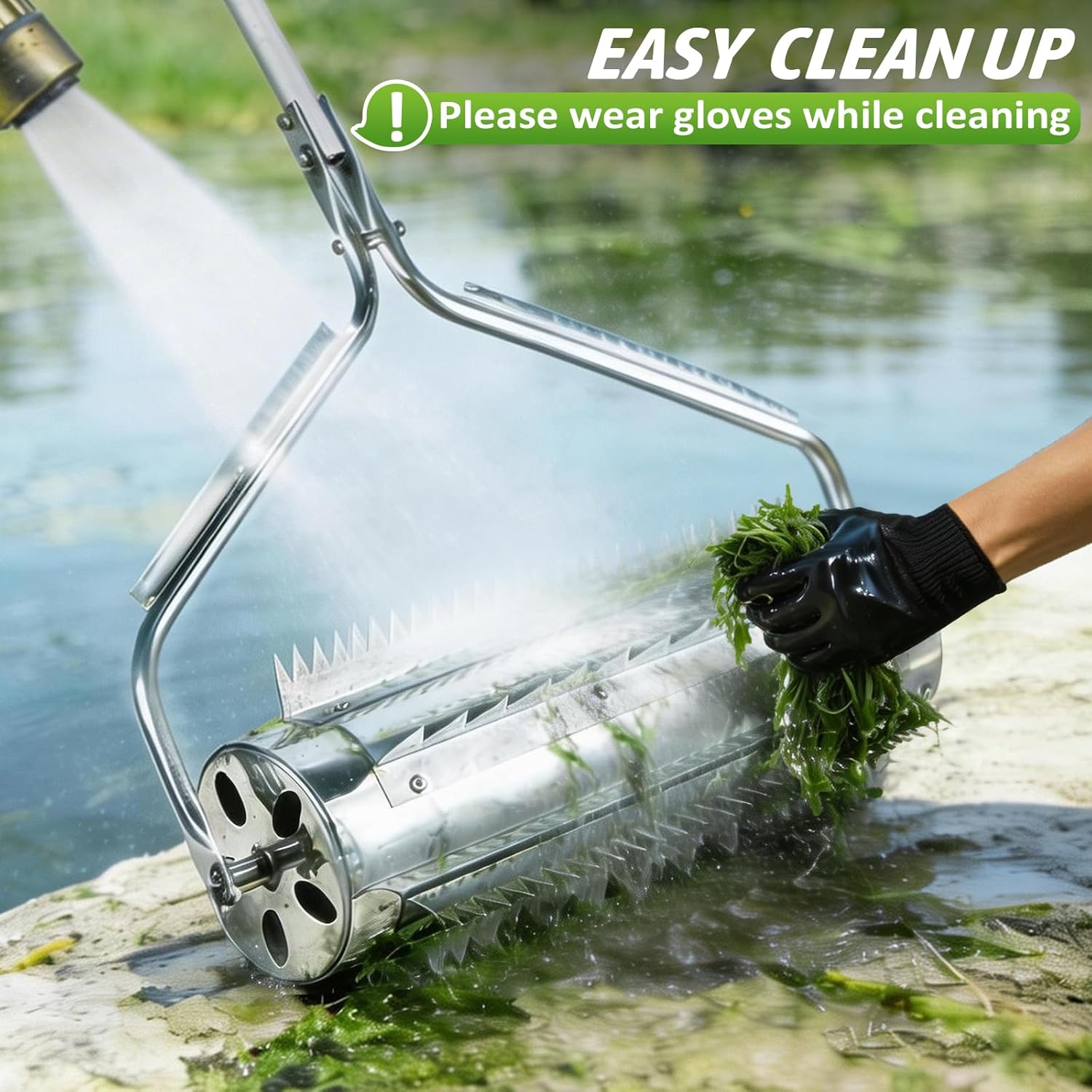 Pond Rake Roller, Lake Weed Cutter Remover, Stainless Steel Beach Roll ...