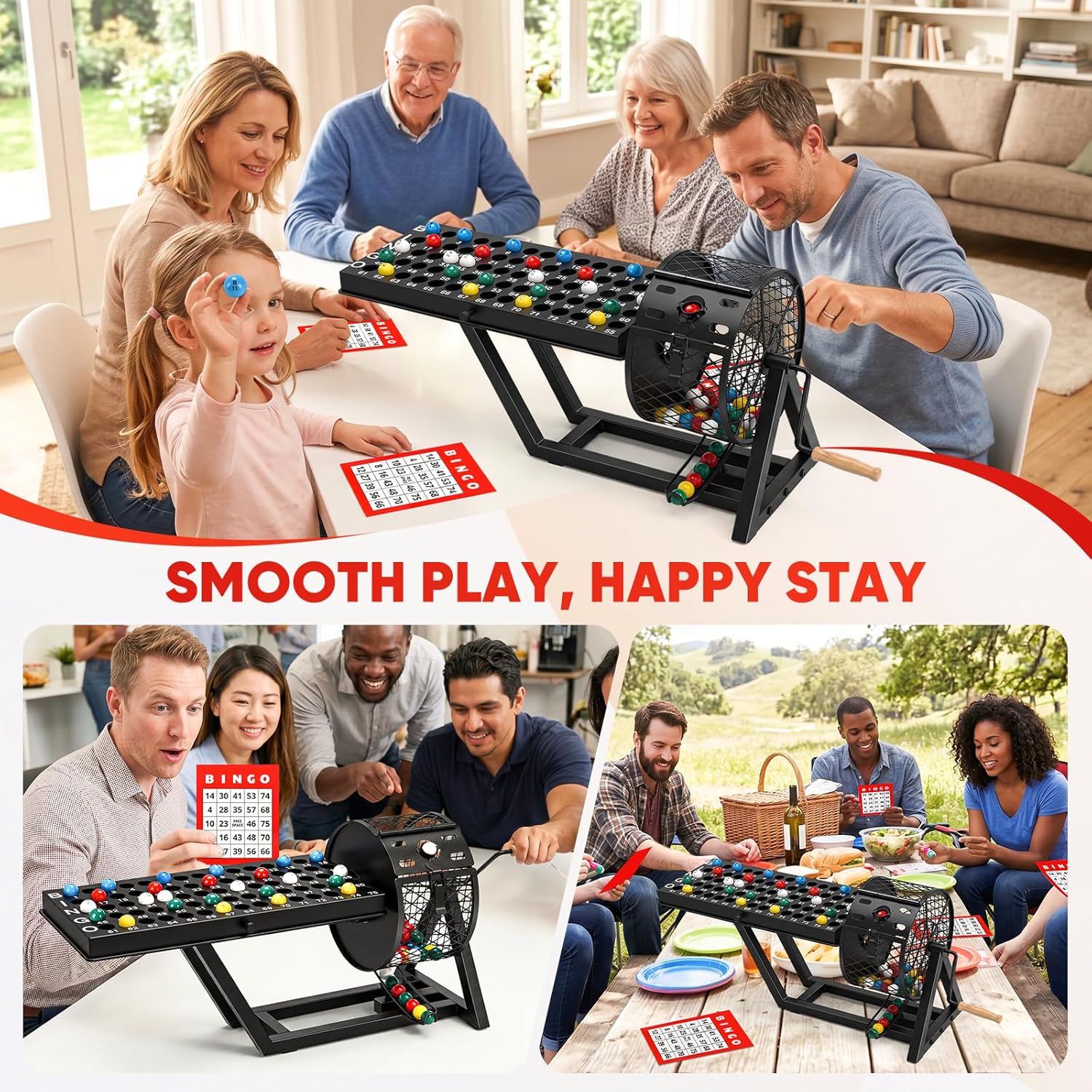AugFir Professional Deluxe Bingo Game Set, Table Top Machine Bingo Set ...