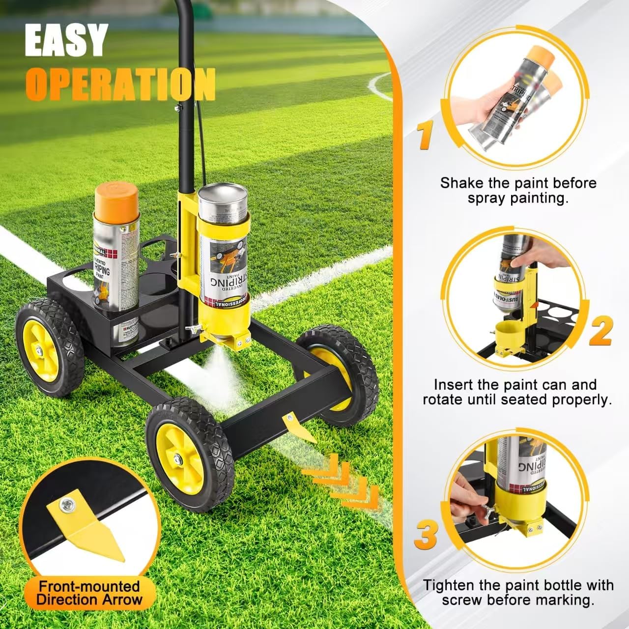 Parking Lot Striping Machine, Playing Field Striping Line Marking Machine, Compatible with Professional Inverted Striping Spray Paint, 2-4" Width Adjustable Line Striper for Fast Accurate Marking