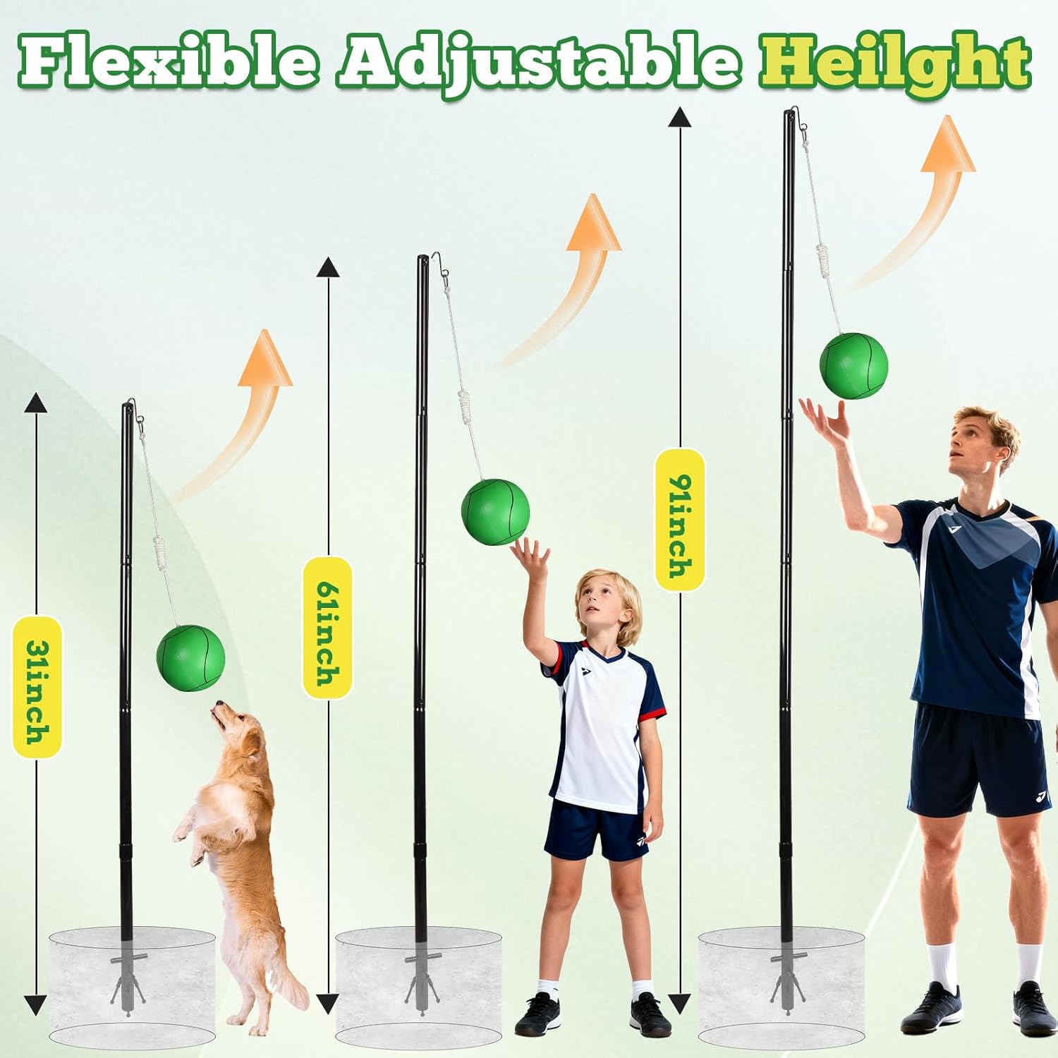 GADFISH Heavy Duty Tetherball Set, Tetherball Pole and Ball Set for Ou ...