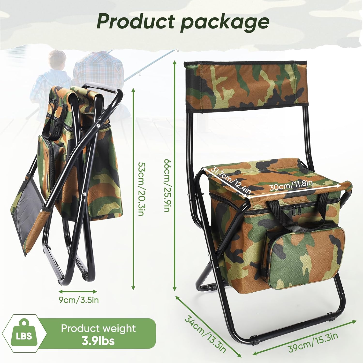 GADFISH Fishing Chair with Cooler Bag, Cooler Chair with Backrest, Foldable Lightweight Fishing Stool Outdoor Camping Chair for Fishing Hiking Hunting Travel?2 Pcs