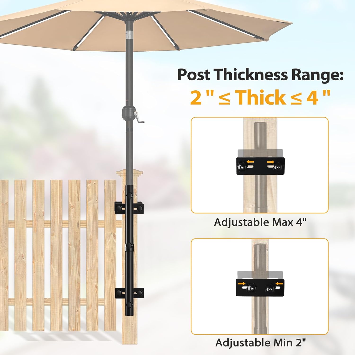 attach patio umbrella deck railing ZZM Patio Umbrella Holder for Deck Railing, Adjustable Deck Umbrella M – HVDI.com