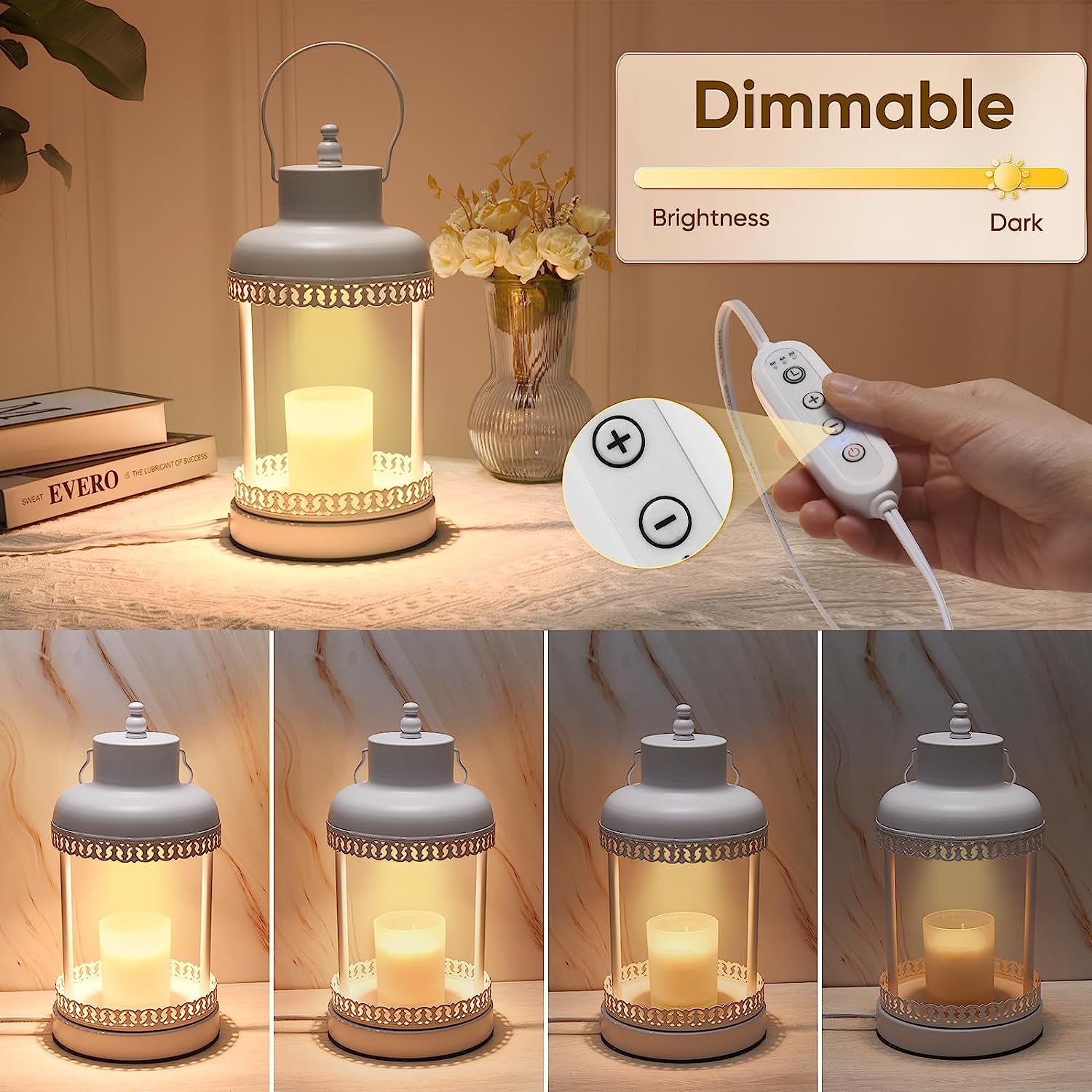 Candle Warmer Lamp, Electric Candle Warmer Lamp with Timer Dimmer, Candle Warmer Lamp for Jar Candles with 2 Bulbs, Safety Candle Melting Lamp Wax Melt