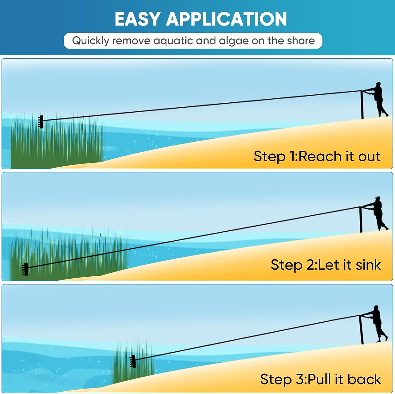 HVDI Floating Weed Lake Rake, 36