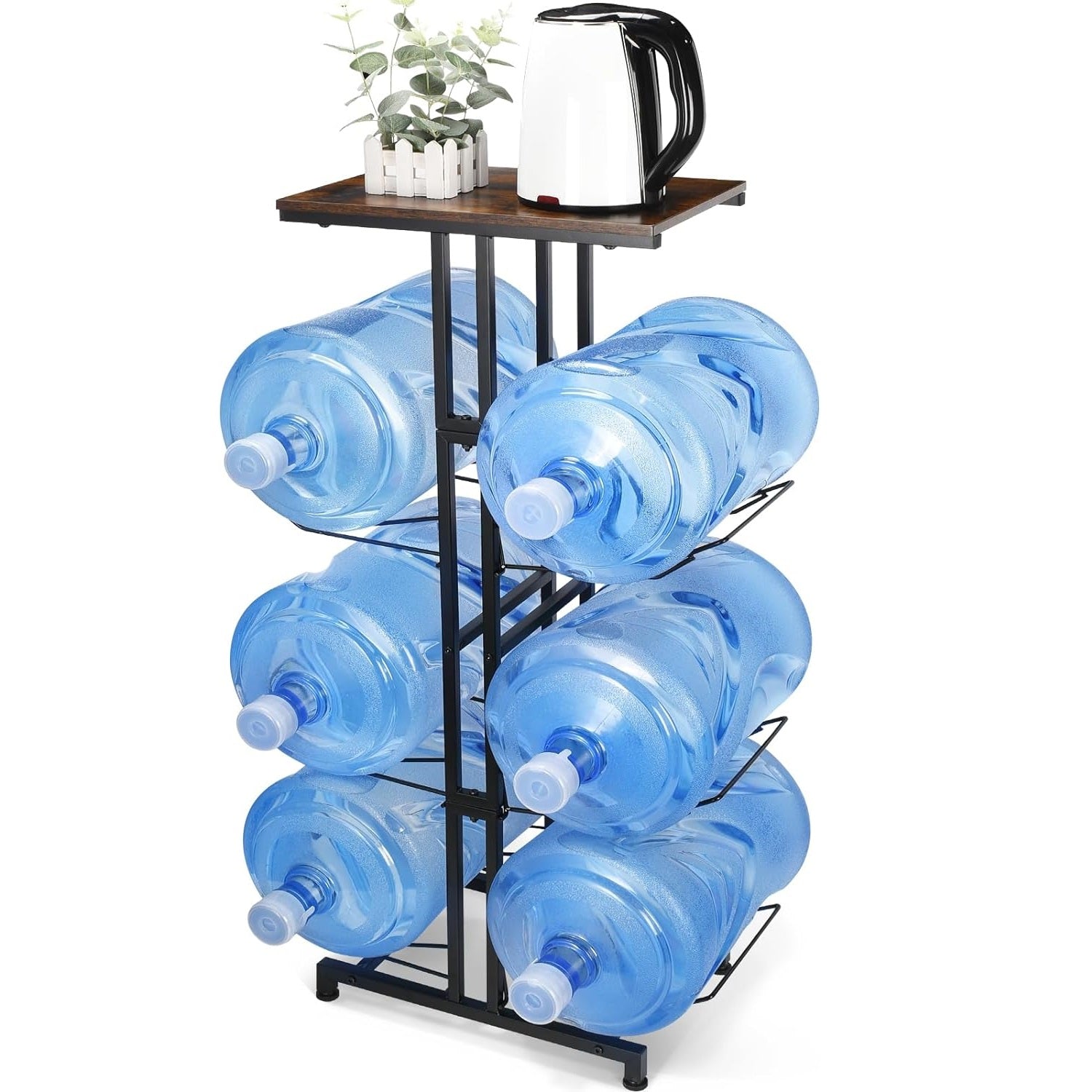 5 Gallon Water Jug Holder, Heavy Duty Water Jug Stand with Storage Shelves, 3-Tier Foldable 5 Gallon Water Bottle Holder Water Cooler Jug Rack for Kitchen Living Room Office Gym(Only Shelf)