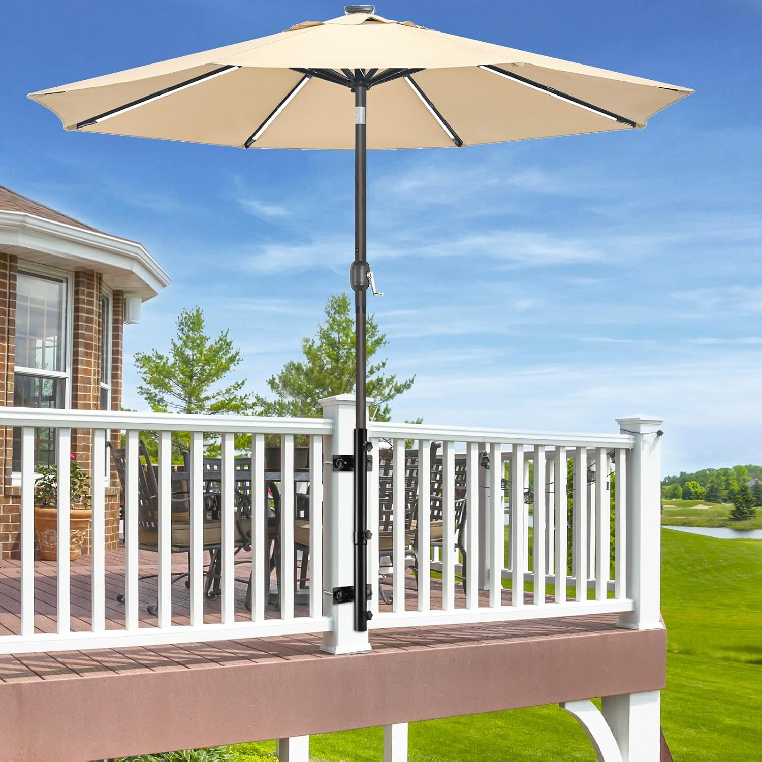 house mounted patio umbrella ZZM Patio Umbrella Holder for Deck Railing, Adjustable Deck Umbrella M – HVDI.com