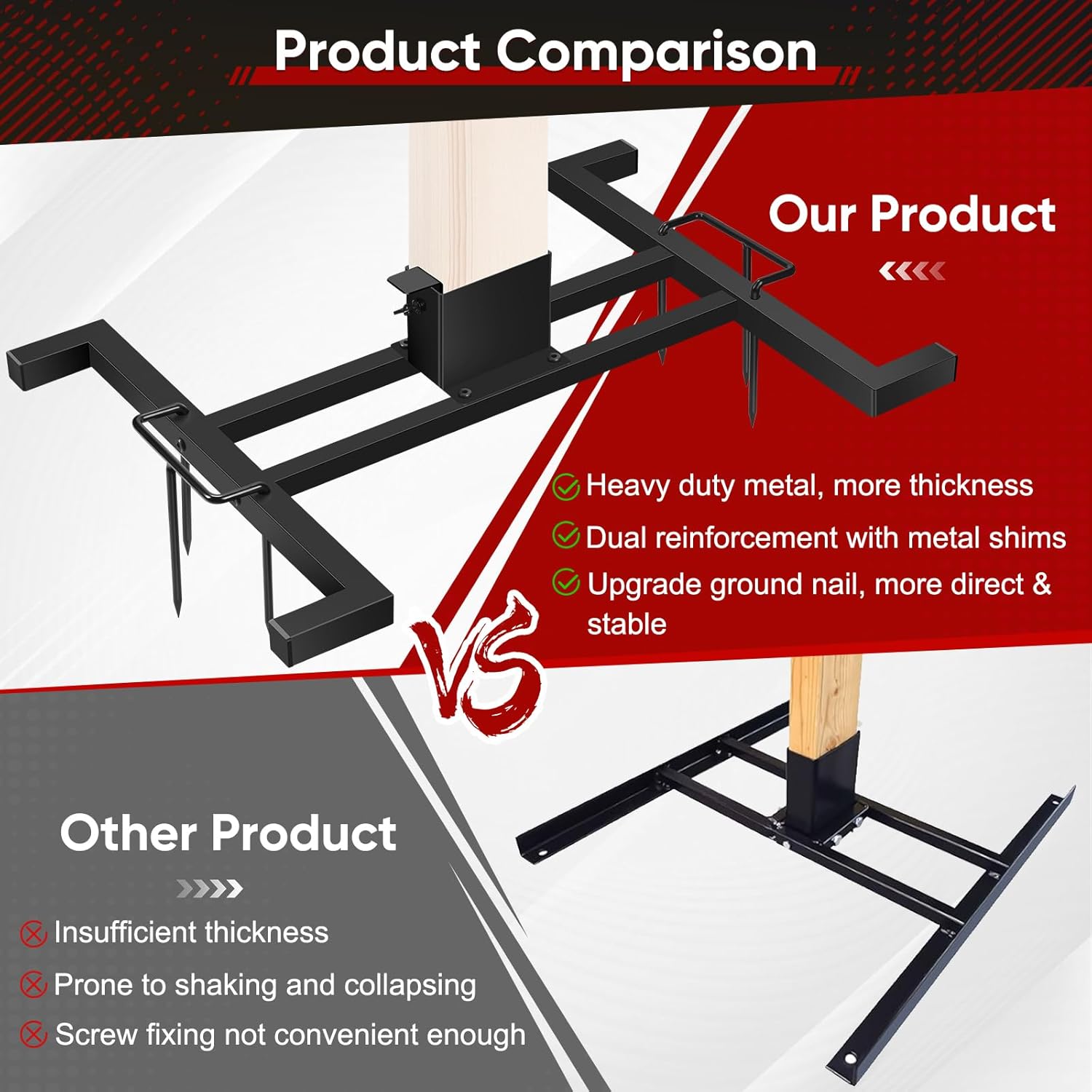 GADFISH Outdoor 2x4 Shooting Target Stand, Ajustable AR500 Steel Target Stand Base, Target Stands for Shooting Range with Ground Insertion, Black