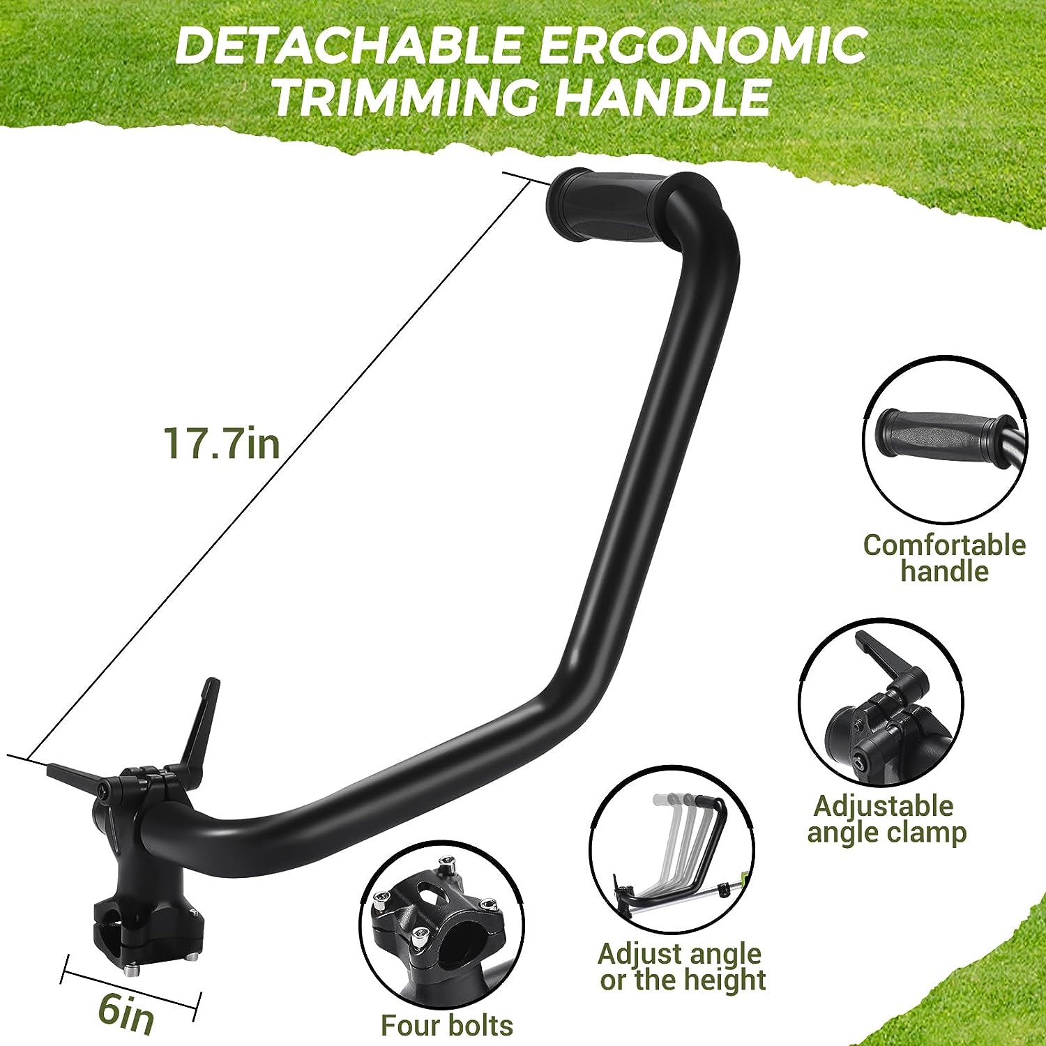ZZM Ergonomic Trimmer Grip, String Trimmer Handle, Weed Eater Handle Extension for Trimming, Weedeater Handle Grip for String Trimmer, Lawn Care and Landscaping, Black