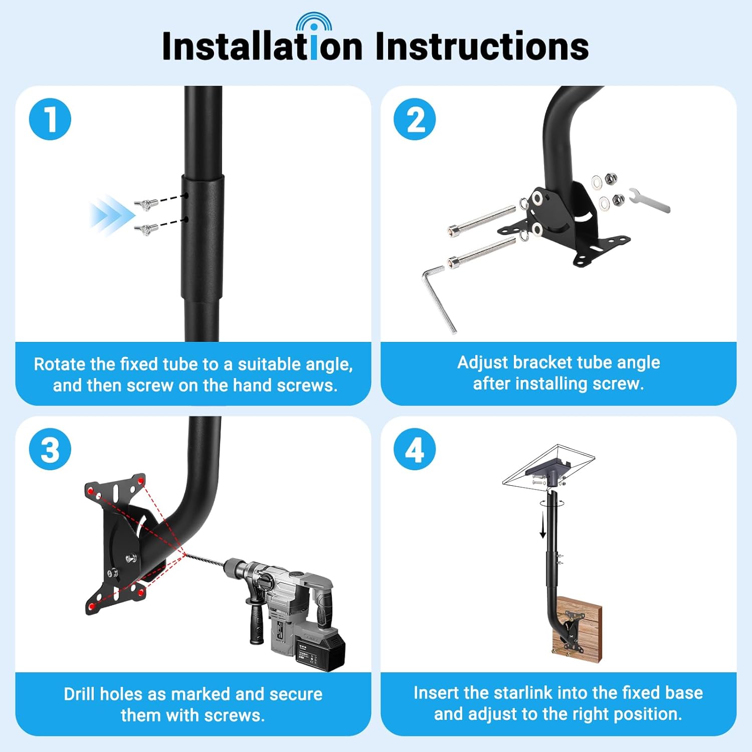 Support Starlink Gen 3, kit de montage Starlink réglable compatible Support Starlink Gen 3, kit de montage Starlink réglable compatible