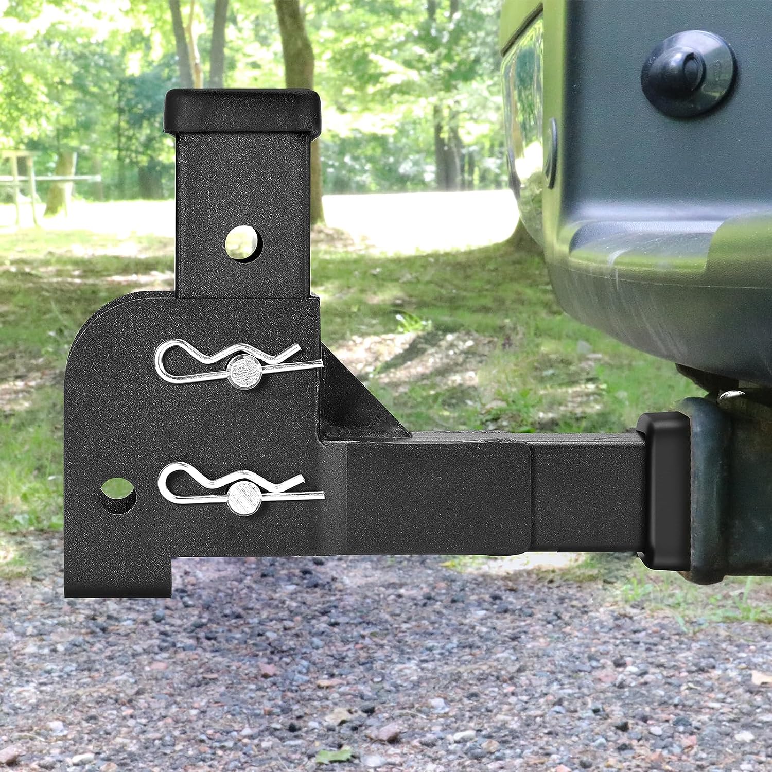 HVDI Folding 2" Trailer Hitch Adapter, 800LBS Foldable 2 inch Receiver Hitch Adapter Trailer Hitch Cargo Wheelchair Carrier Adapter Compatible with 2 Inch Trailer Hitches