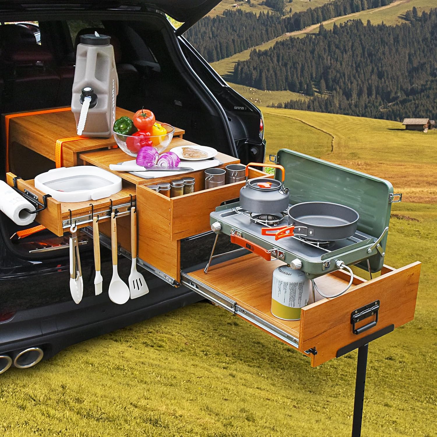 Overland Camp Kitchen, Vehicle Camping Table for Burners Camp Stove, O ...