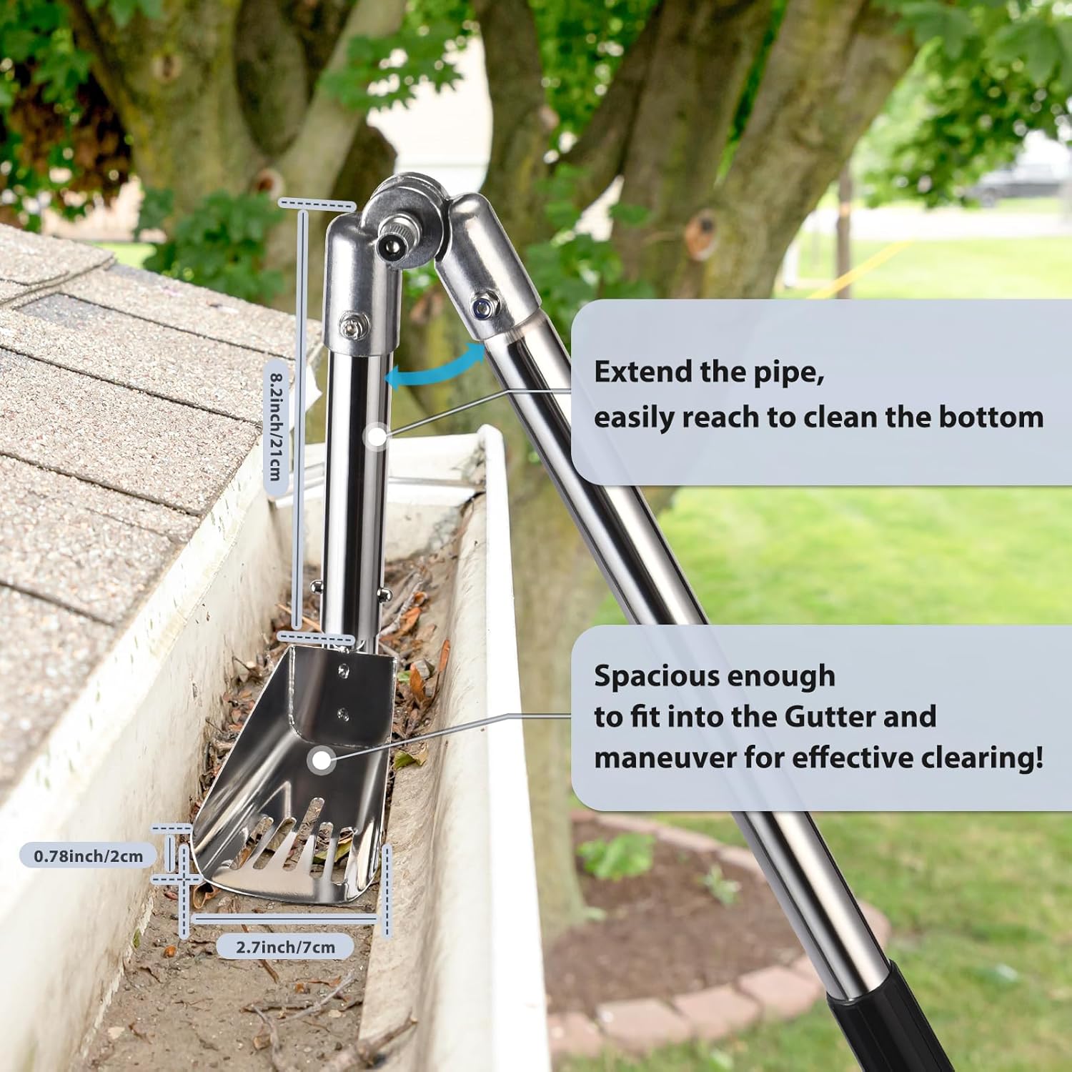 Gutter Boss Gutter Guard Gutter Cleaning Tools, 5FT Long Pole & Gutter Brush Inclu ...