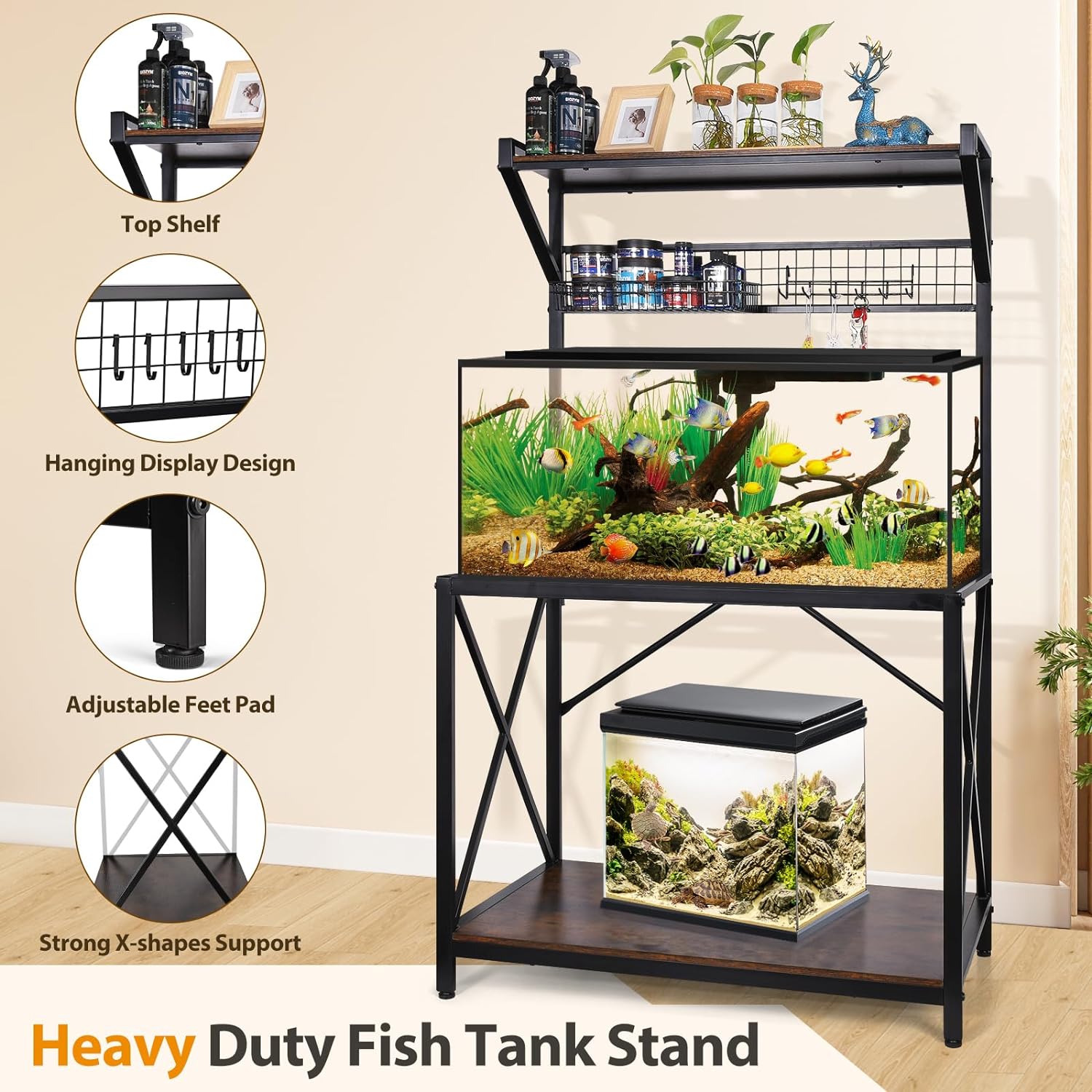 40 Gallon Fish Tank Stand, Vertical Three Tier Metal Aquarium Stand wi HVDI.com 40 Gallon Fish Tank Stand, Vertical Three Tier Metal Aquarium Stand wi HVDI.com