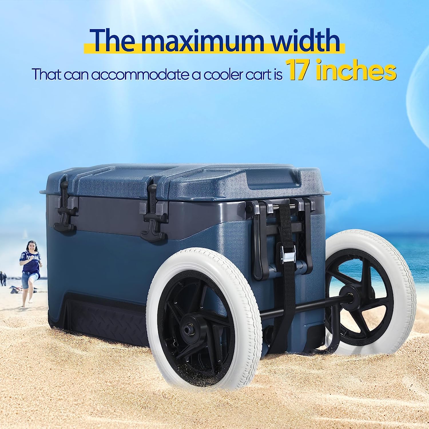 Cooler Cart Kit, Cooler Wheel Kit Includes 12-Inch Cooler Wheels, Universal Heavy Duty Wheels for Cooler Camping Cooler Accessories for Camping & Beach, 17 Inches Coolers