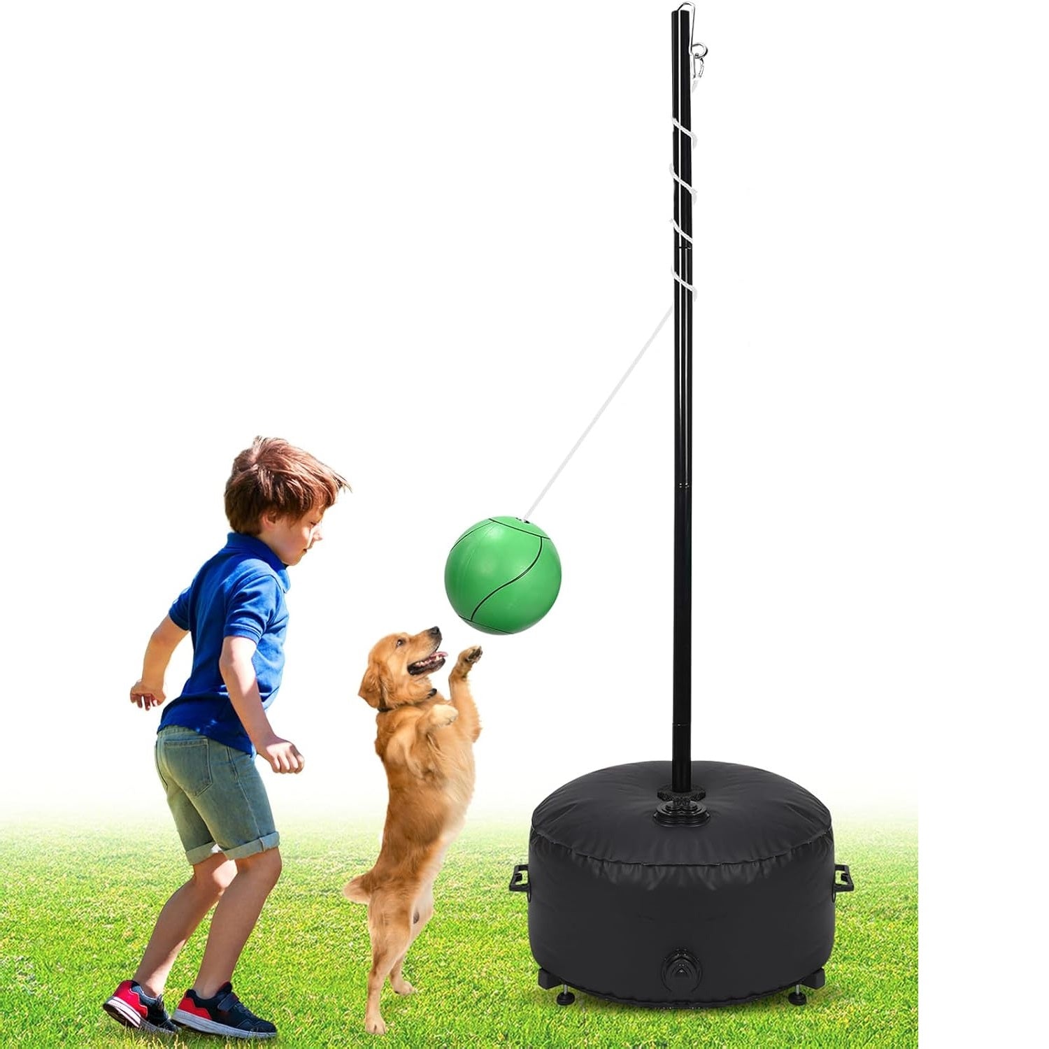 GADFISH Heavy Duty Tetherball Set, Two Methods of use Tether Ball Poles with Ball & Rope, Adjustable Height Family Fun Activity Portable Tetherball Set for Indoor & Outdoor Backyard, Lawn, Beach