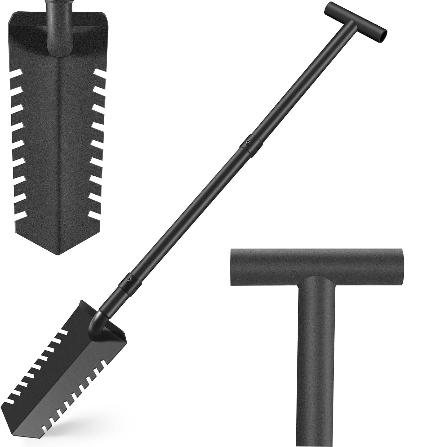 40" Metal Detecting Shovel Digging Tool, T-Handle Metal Detector Shovels, Root Slayer Shovel for Landscapers Lawn Gardeners Relic & Gold Prospecting