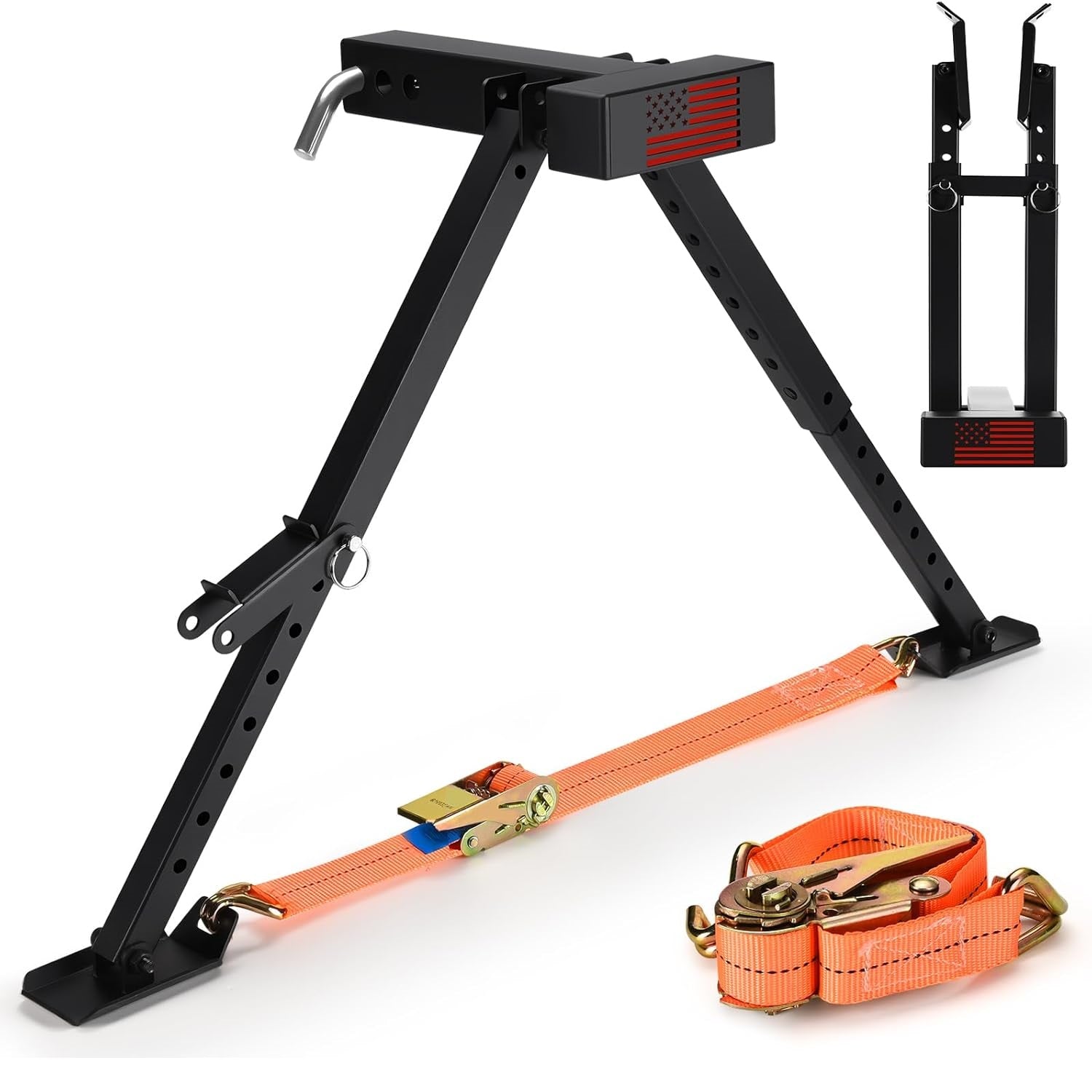 RV Hitch Mount Stabilizer, Height Adjustable of 11"-22" RV Stabilizer, Foldable Stabilizer Jacks Universal Fit 2" Receiver with 2 Setting Options, Black