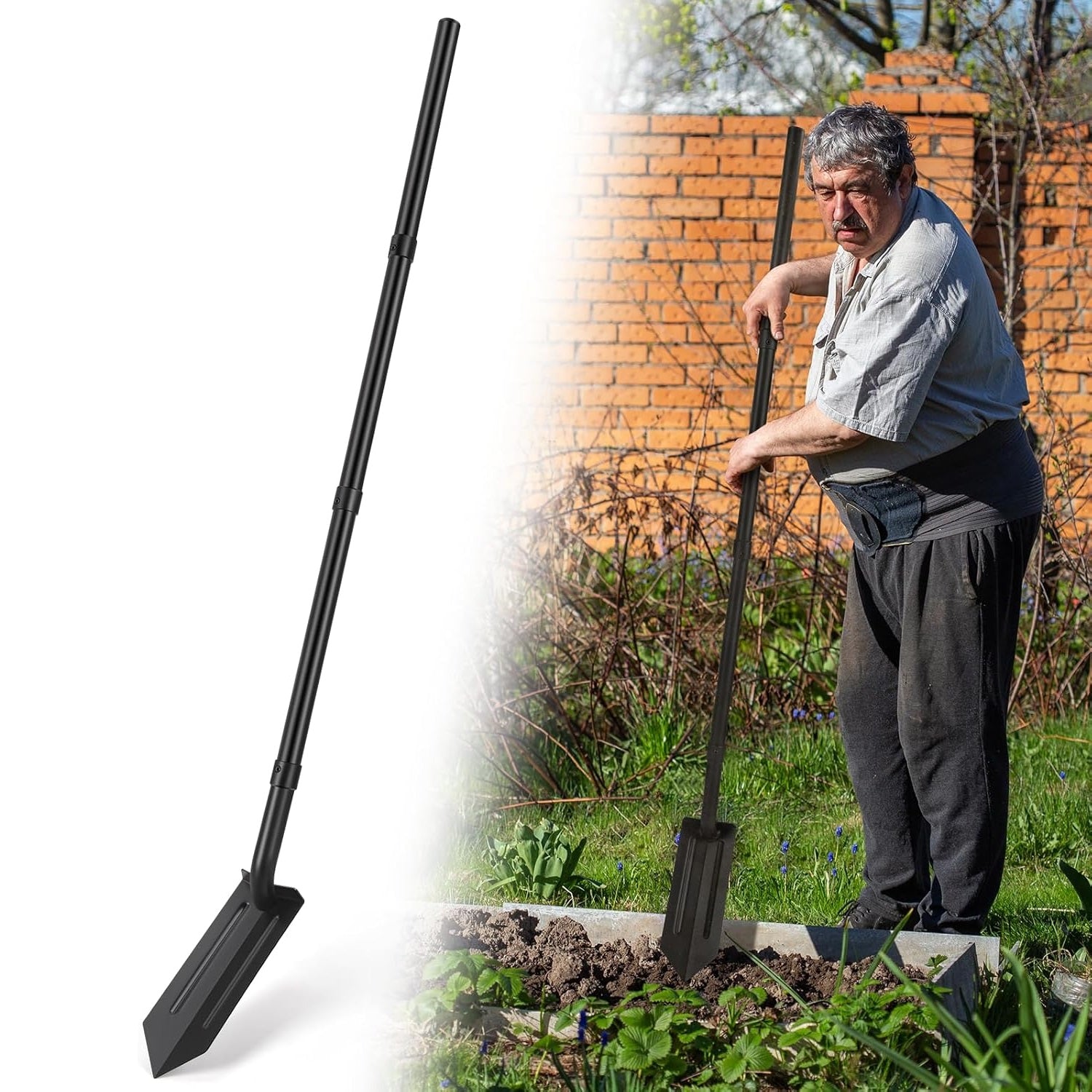 Trench Shovel, 4-Inch Trenching Shovel, Trenching V-Spade for Digging - 56 Inches Trench Digger Tool