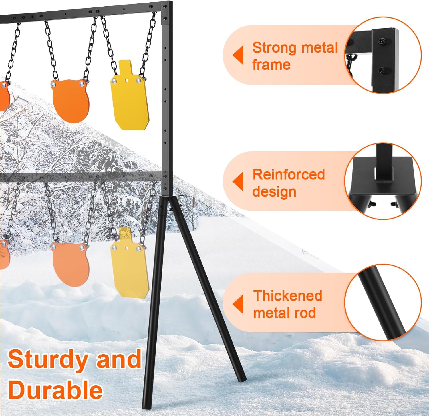 Steel Target Stand System, AR500 Steel Target for Shooting Outdoors, Adjustable Height Steel Target Stand for Shooting Range, 3/8 Inch Steel Shooting Target Stand Set Complete Kit Combination