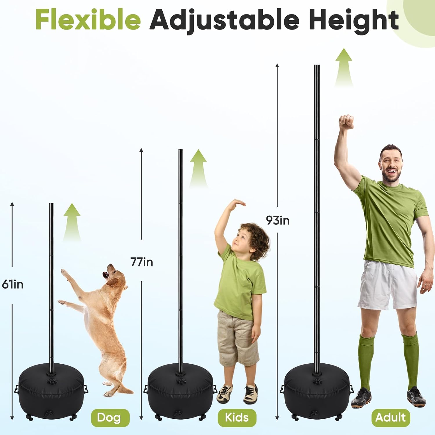 GADFISH Heavy Duty Tetherball Set, Two Methods of use Tether Ball Poles with Ball & Rope, Adjustable Height Family Fun Activity Portable Tetherball Set for Indoor & Outdoor Backyard, Lawn, Beach