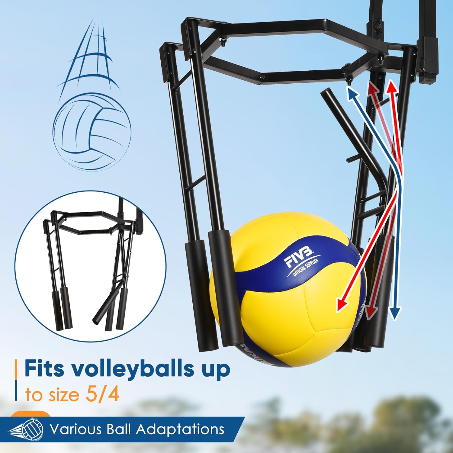 Automatic Volleyball Training Equipment Aid, Heavy Duty Volleyball Spike Serve Trainer for 3-Ball Training, Height Adjustable Volleyball Rebounder Practice Passing Equipment(No Ball)