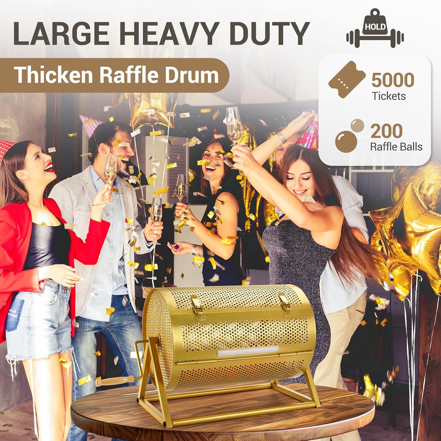 GADFISH Extra Large Raffle Drum, Thickened Raffle Ticket Spinner Drum Box with Silent Bearing for Lottery Games, Bingo, Raffle Balls, Durable Raffle Wheel Spinner with Stand - Holds 5000 Tickets
