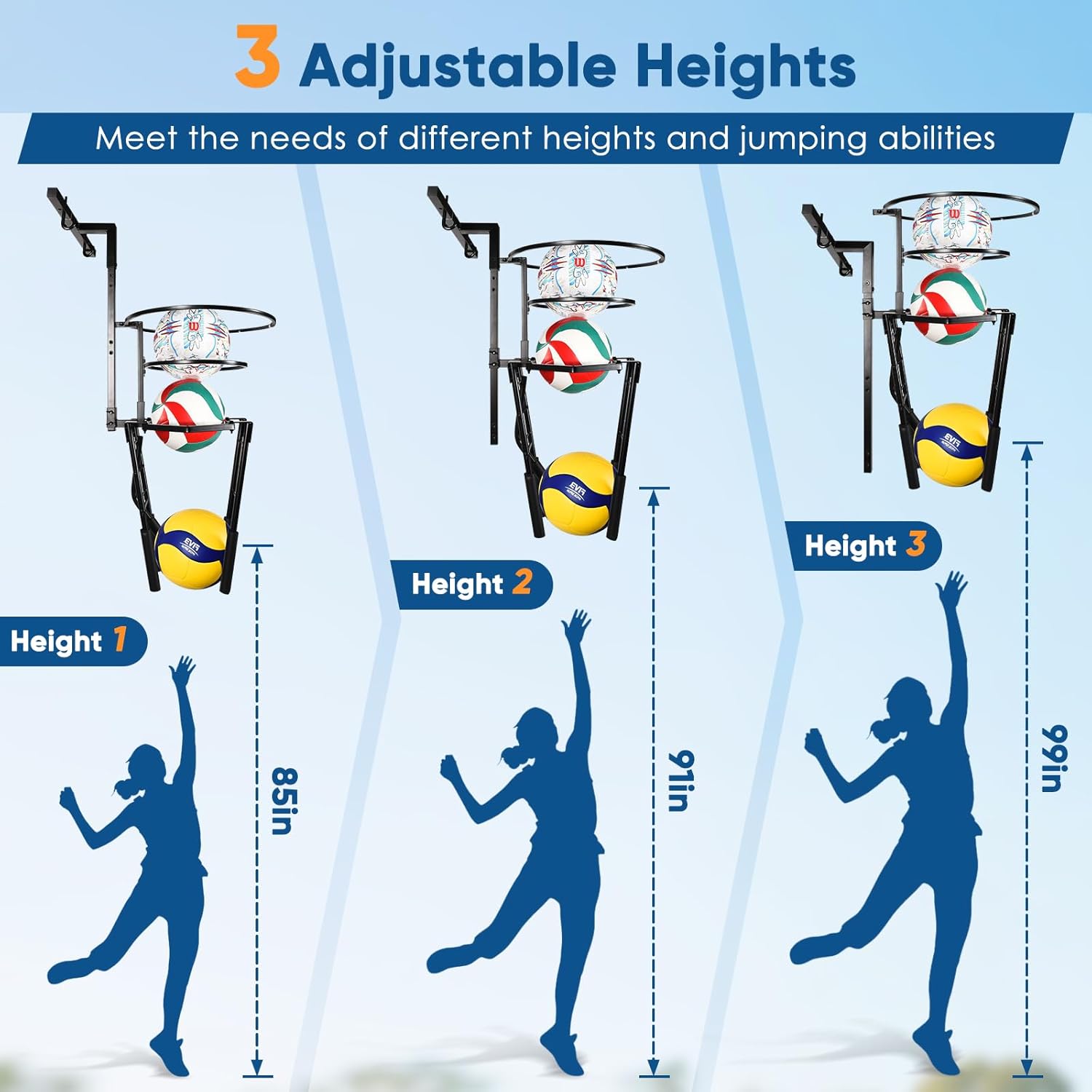 Automatic Volleyball Training Equipment Aid, Heavy Duty Volleyball Spike Serve Trainer for 3-Ball Training, Height Adjustable Volleyball Rebounder Practice Passing Equipment(No Ball)