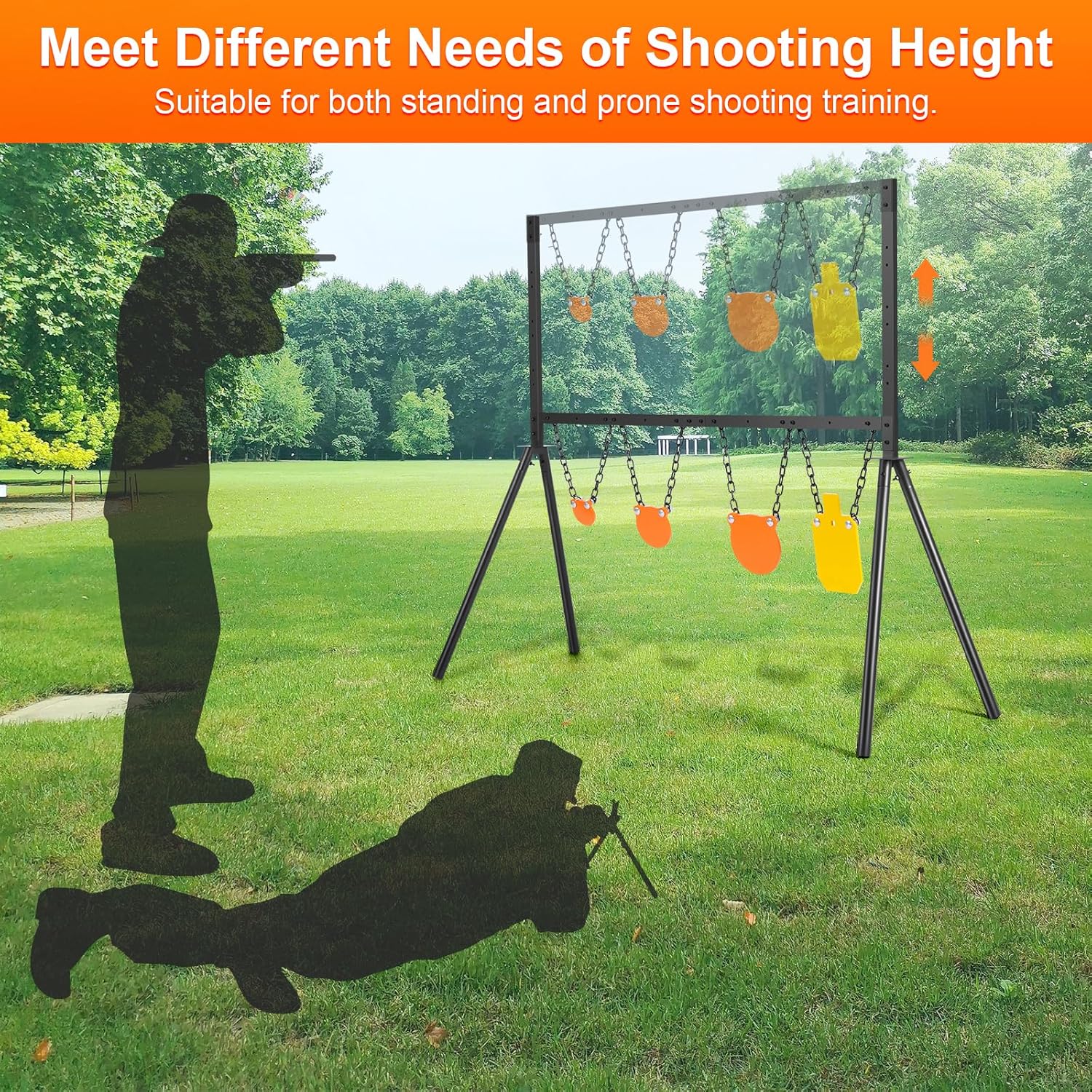 Steel Target Stand System, AR500 Steel Target for Shooting Outdoors, Adjustable Height Steel Target Stand for Shooting Range, 3/8 Inch Steel Shooting Target Stand Set Complete Kit Combination